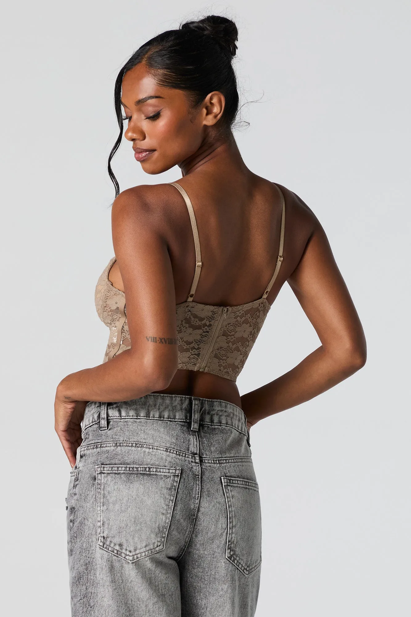 Floral Lace Cropped Corset Cami sold by Charlotte Russe product image thumbnail 2