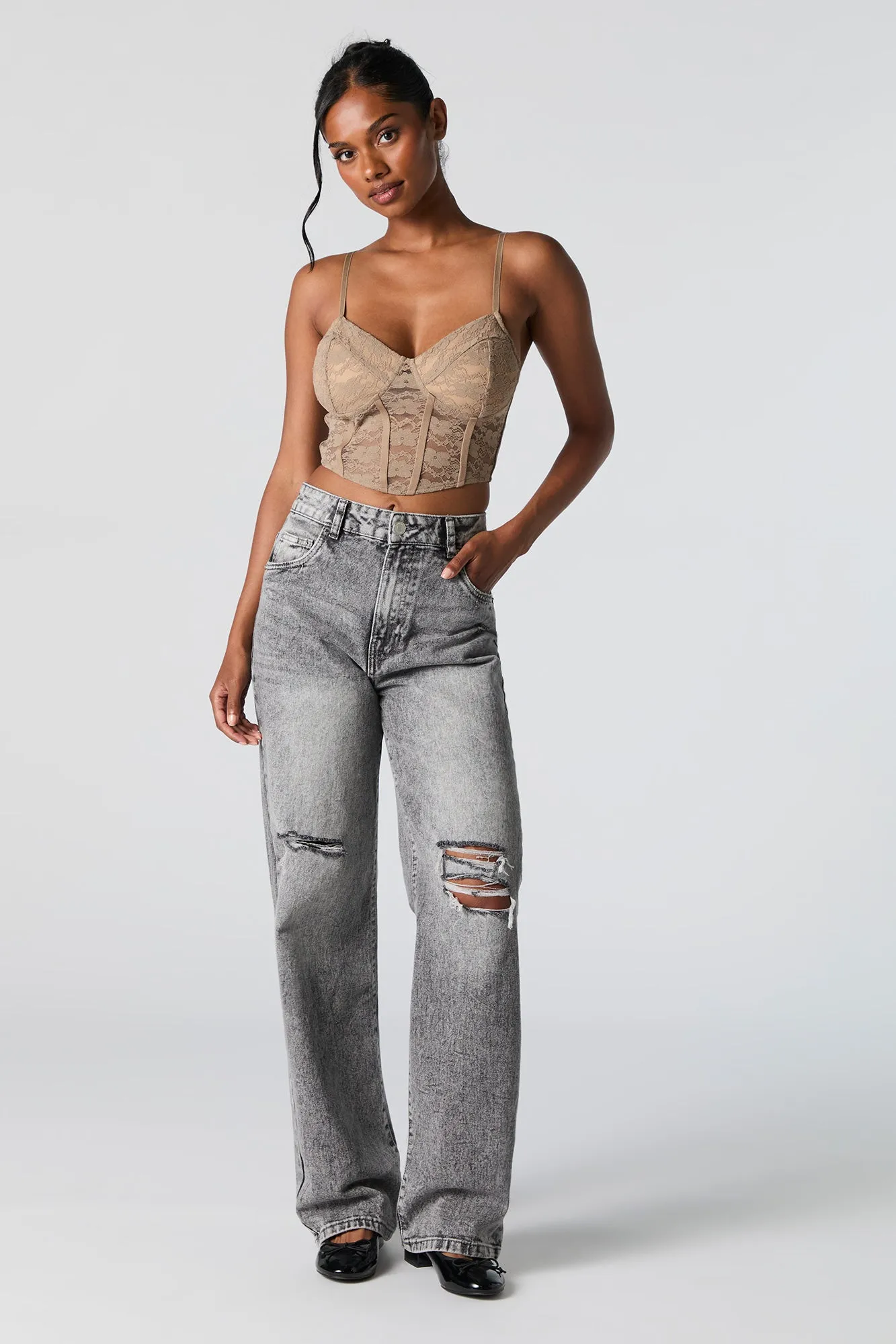 Floral Lace Cropped Corset Cami sold by Charlotte Russe product image thumbnail 3