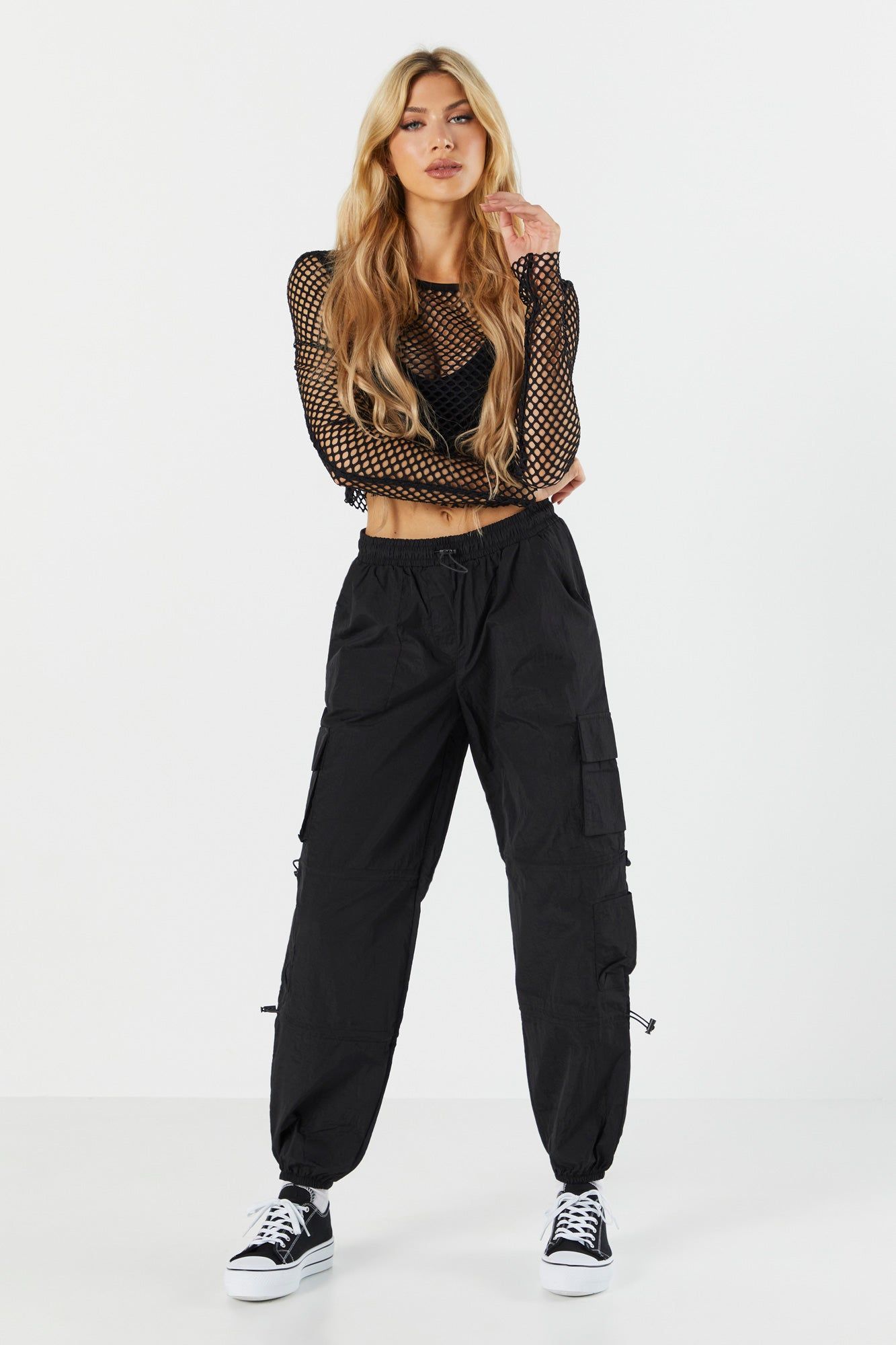 Fishnet Long Sleeve Crop Top sold by Charlotte Russe product image thumbnail 4