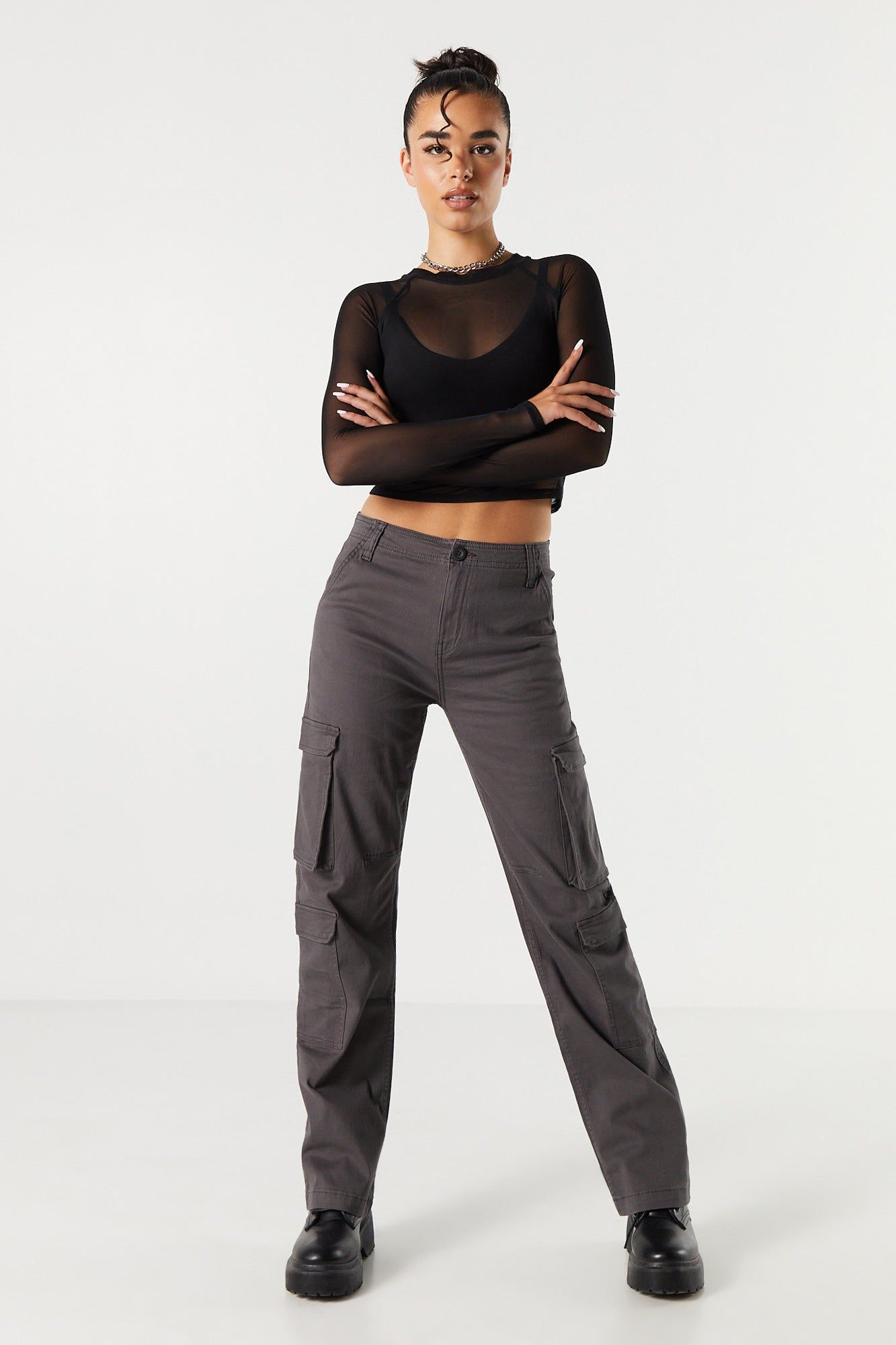 Twill Multi Pocket Cargo Pant sold by Charlotte Russe