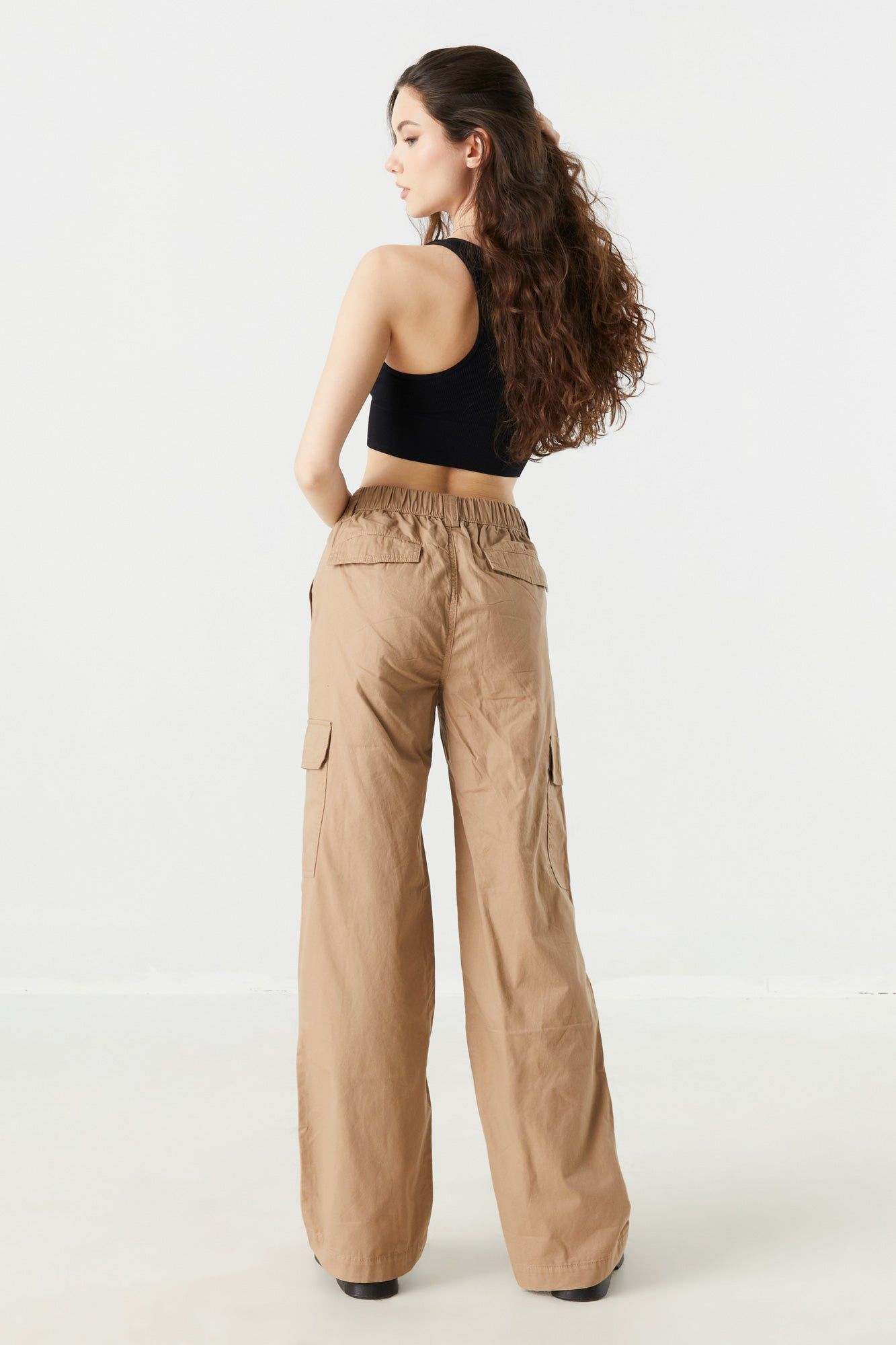 Tan Poplin Wide Leg Cargo Pant sold by Charlotte Russe product image thumbnail 3