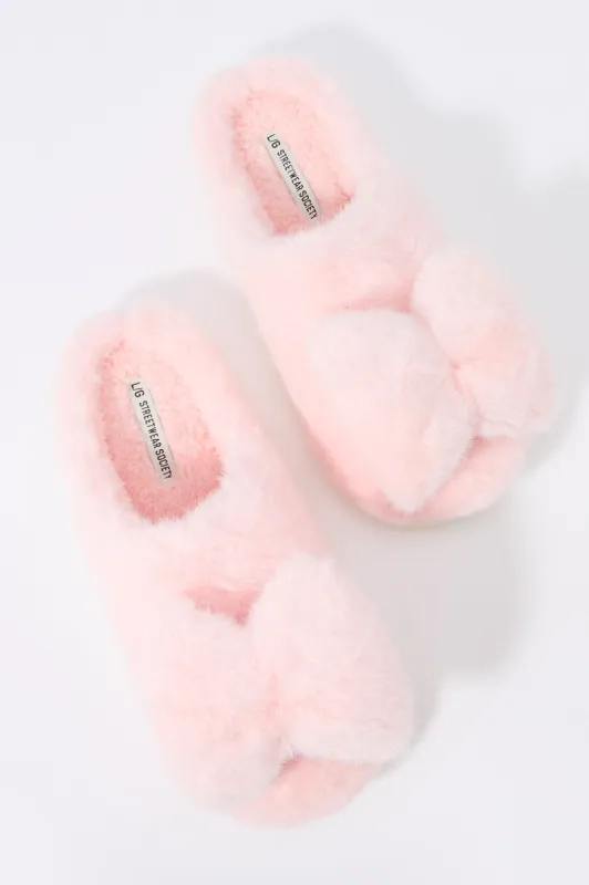 Faux Fur Bow Slipper made by Stitches