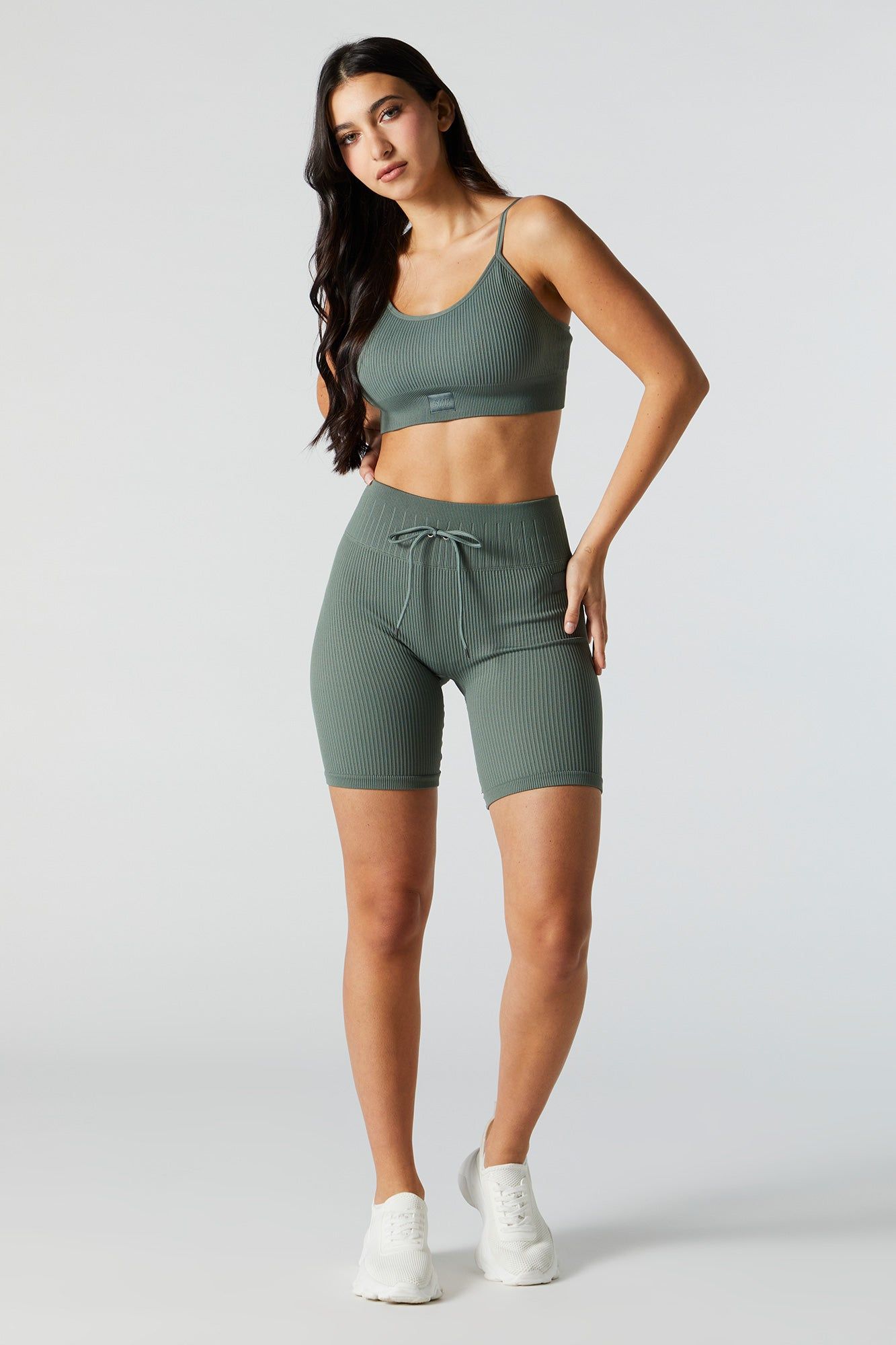 Green Sommer Ray Active Seamless Ribbed Sports Bra sold by Charlotte Russe product image thumbnail 3