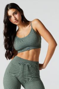 Green Sommer Ray Active Seamless Ribbed Sports Bra sold by Charlotte Russe