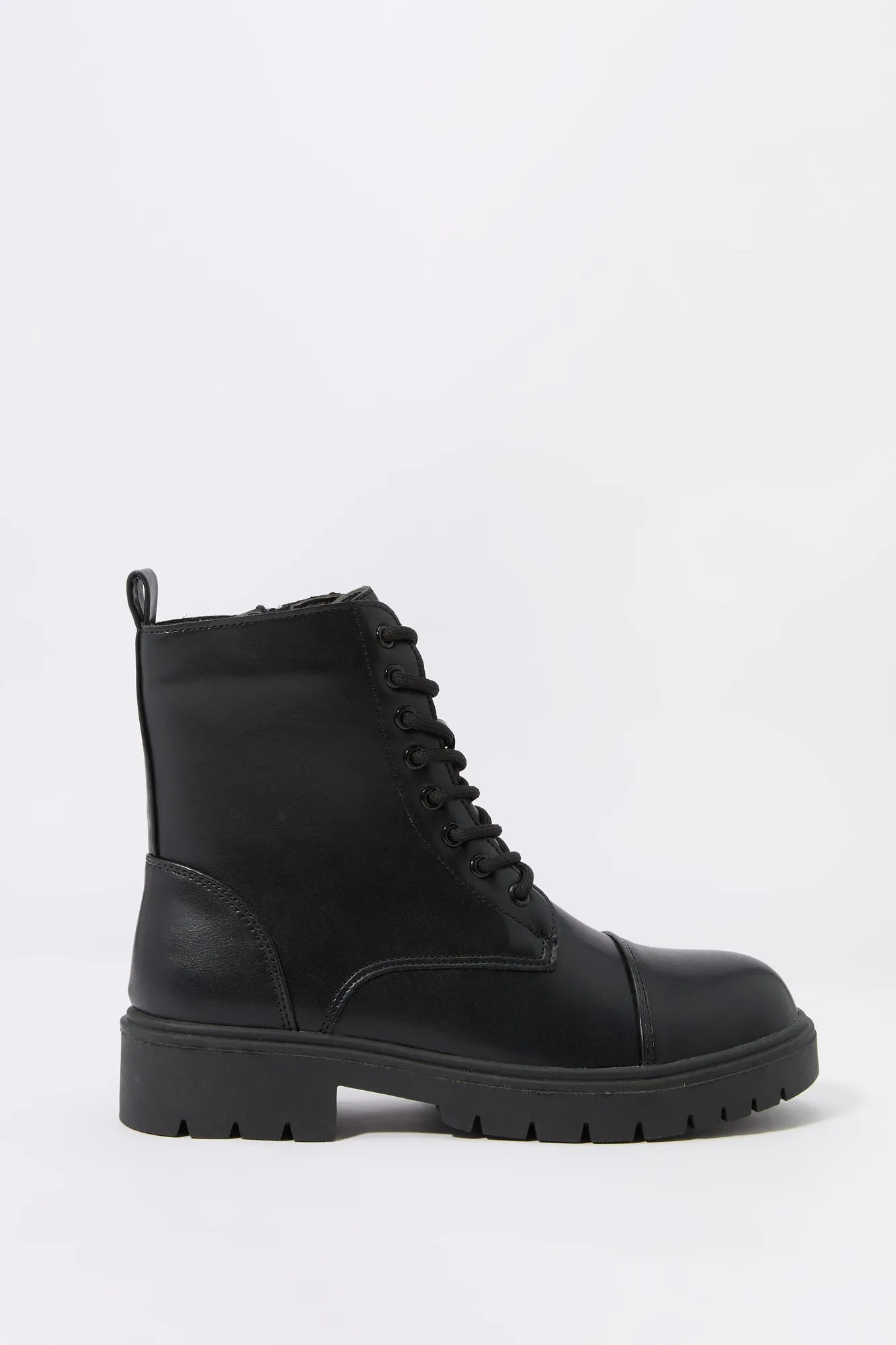 Faux Leather Lace Up Boot sold by Charlotte Russe