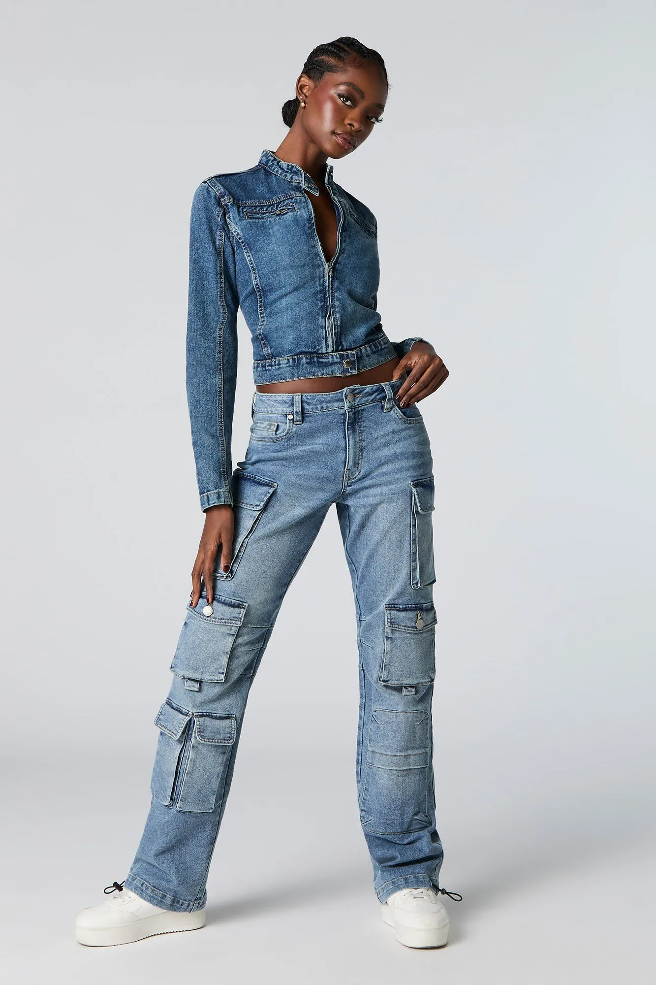 Multi Pocket Toggle Hem Straight Leg Cargo Jean sold by Charlotte Russe