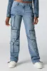 Multi Pocket Toggle Hem Straight Leg Cargo Jean sold by Charlotte Russe
