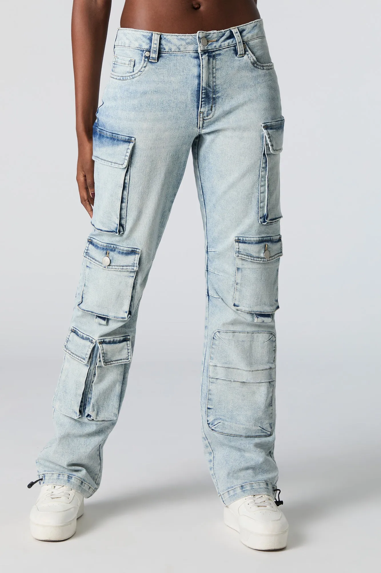 Multi Pocket Toggle Hem Straight Leg Cargo Jean sold by Charlotte Russe product image thumbnail 5