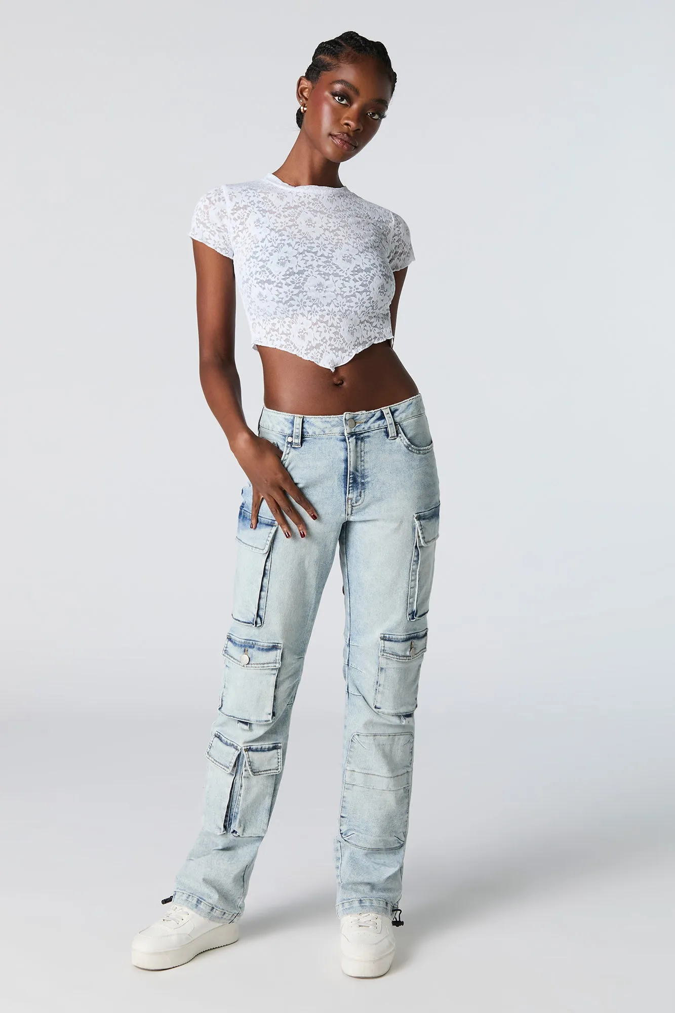 Multi Pocket Toggle Hem Straight Leg Cargo Jean sold by Charlotte Russe product image thumbnail 4