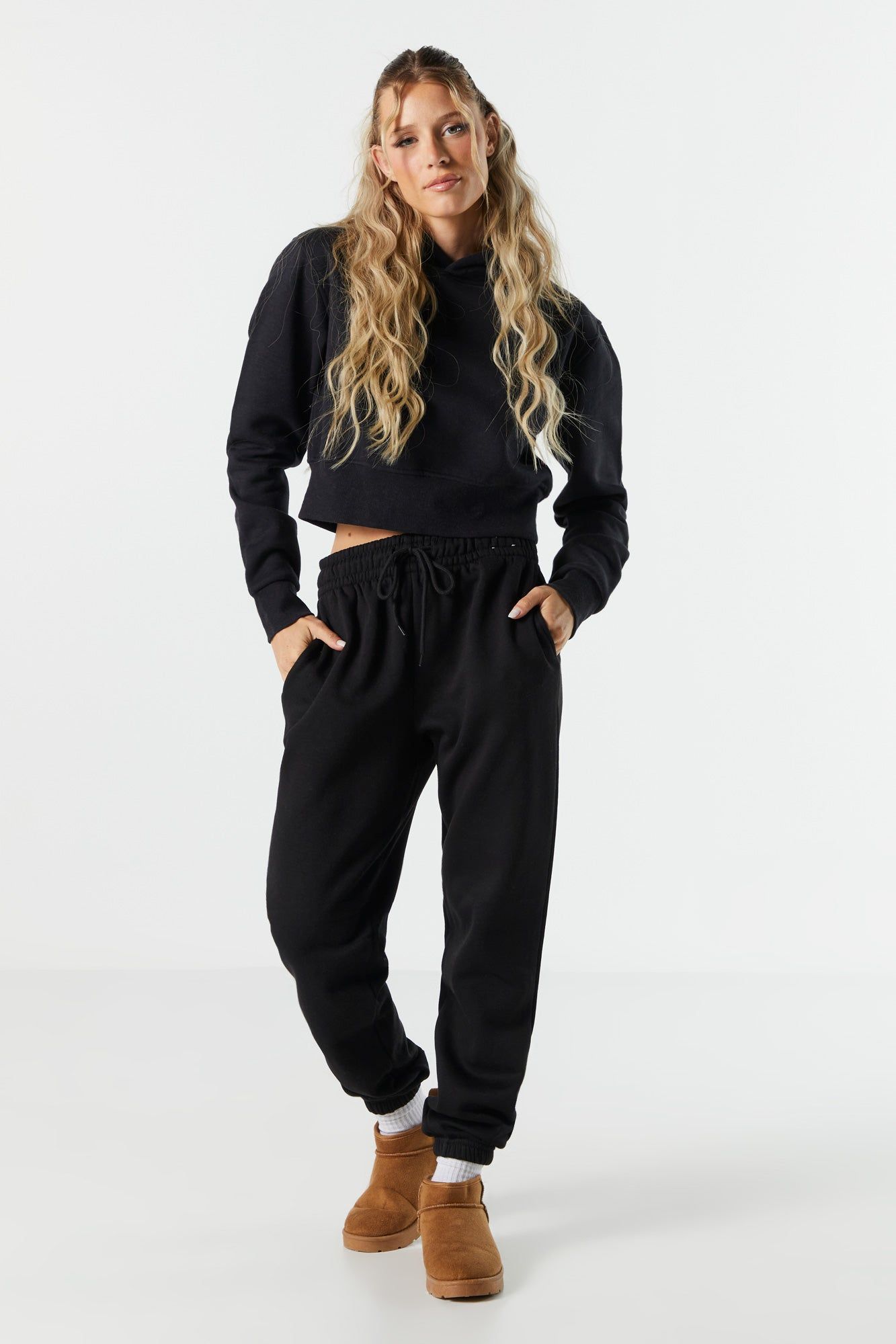 Fleece Cropped Hoodie sold by Charlotte Russe product image thumbnail 3