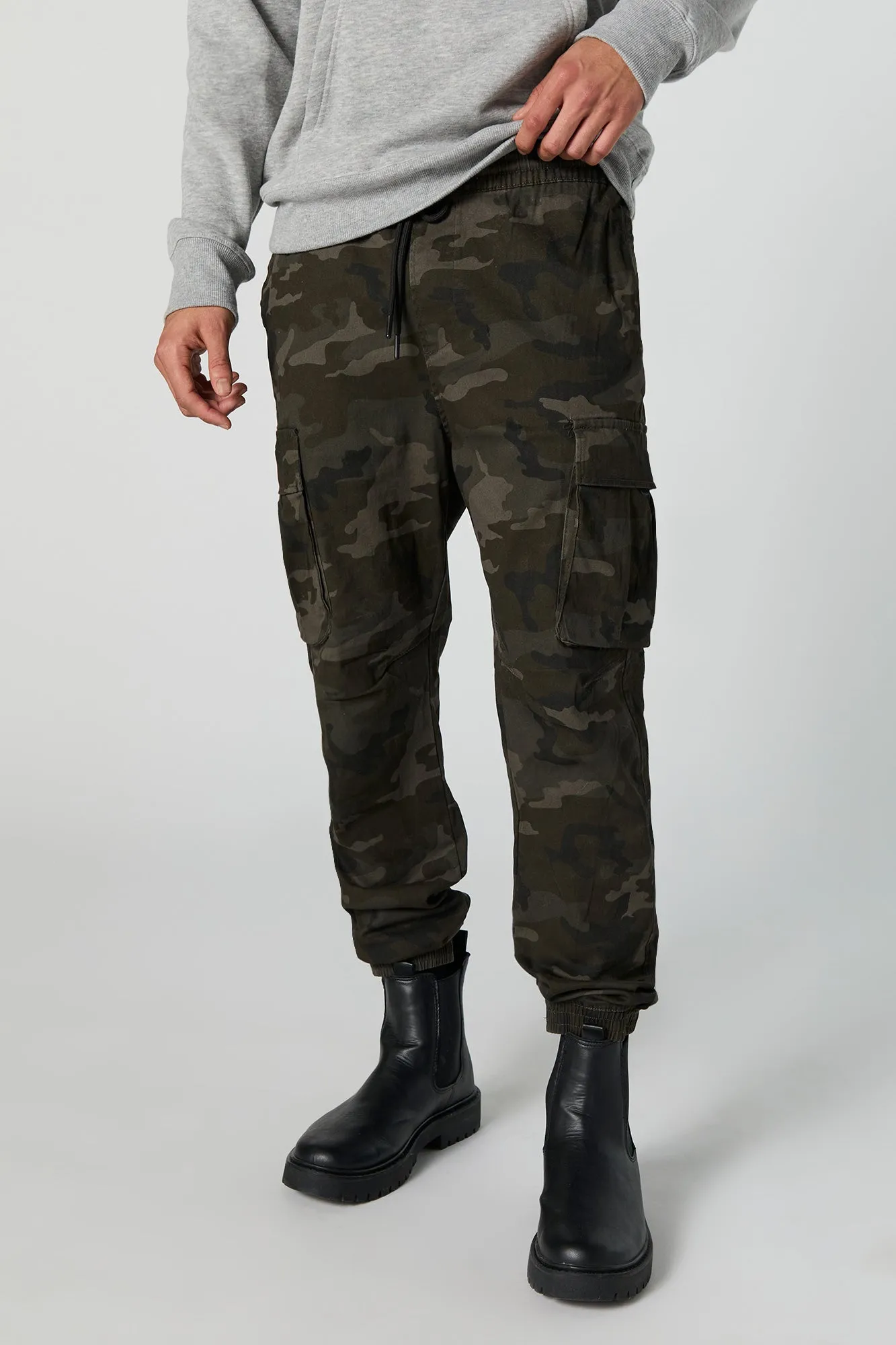 Camo Drawstring Cargo Jogger sold by Charlotte Russe