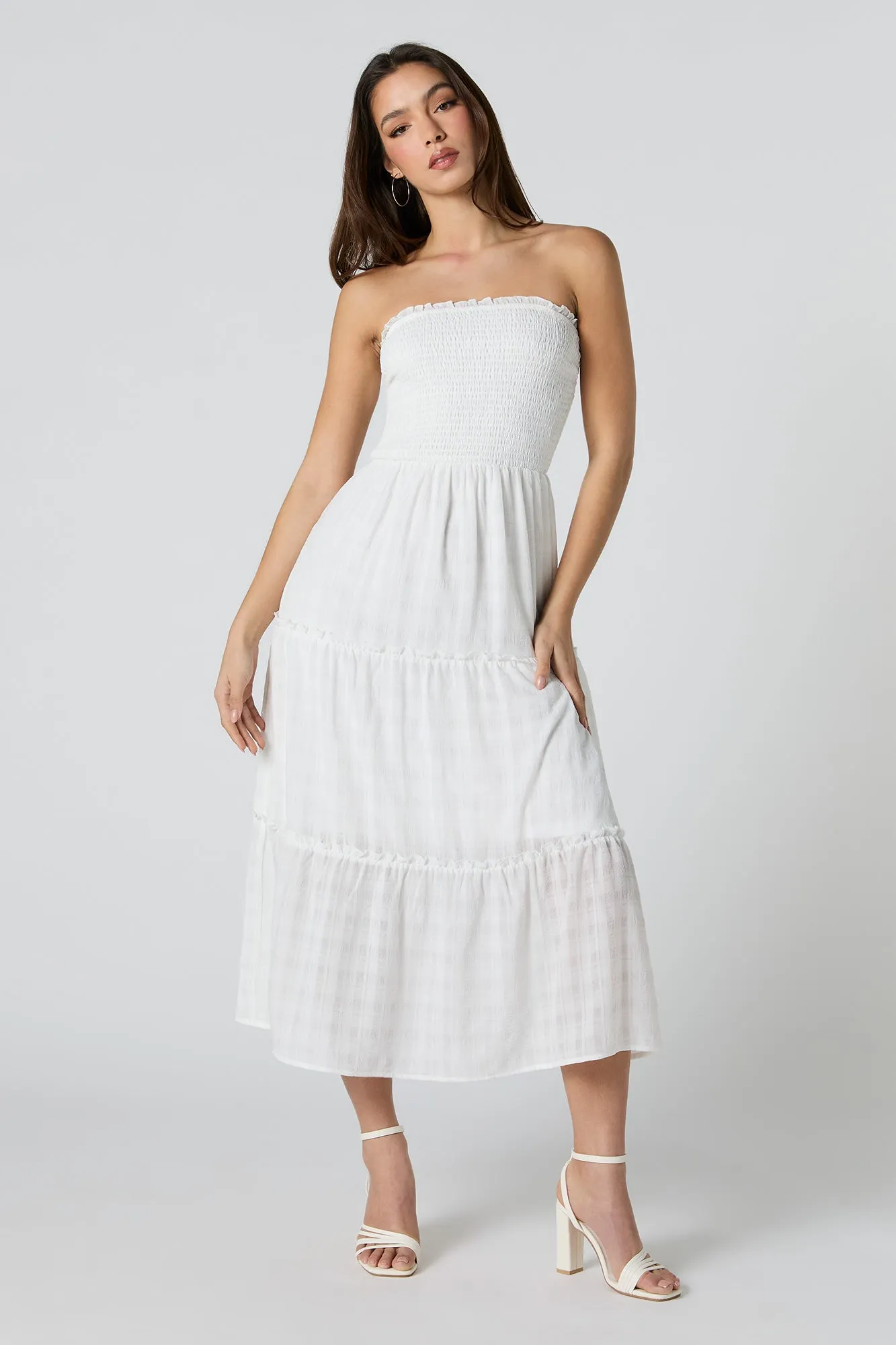 Smocked Tiered Midi Dress sold by Charlotte Russe product image thumbnail 4