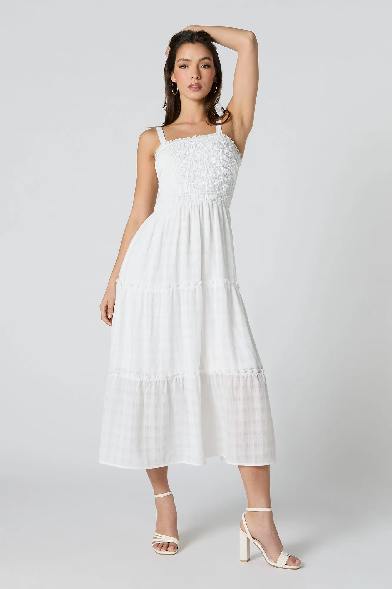 Smocked Tiered Midi Dress sold by Charlotte Russe