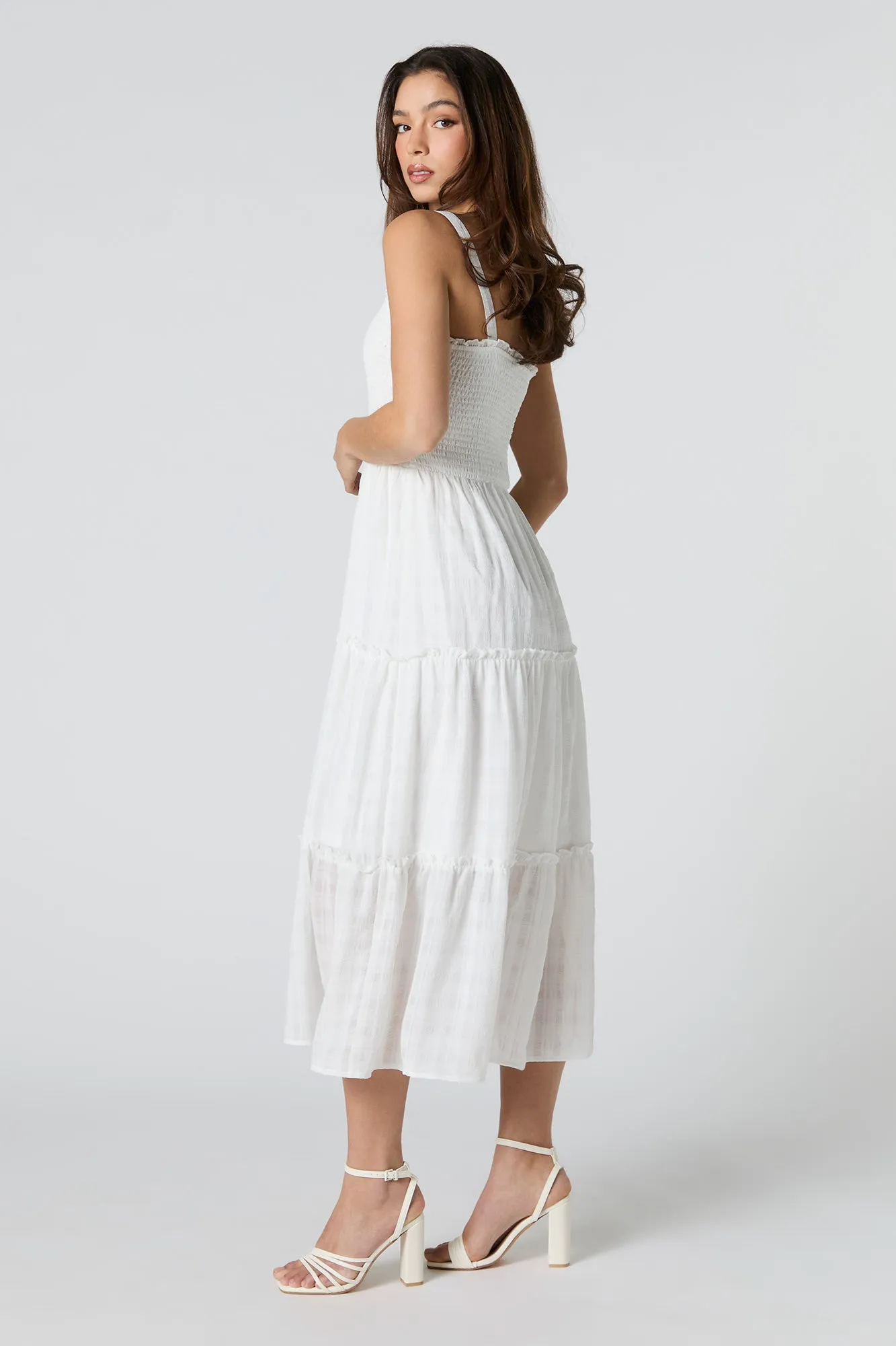 Smocked Tiered Midi Dress sold by Charlotte Russe product image thumbnail 3