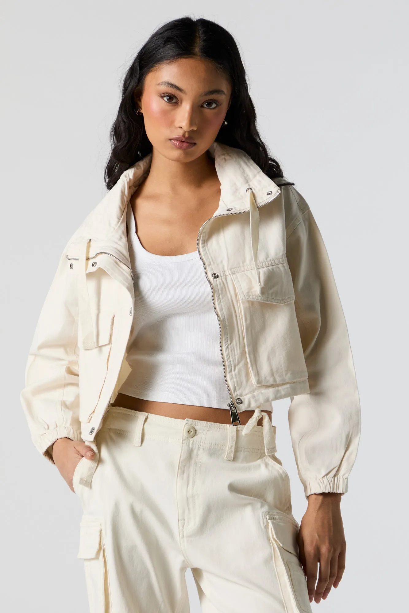 Zip-Up Cargo Jacket sold by Charlotte Russe product image thumbnail 4