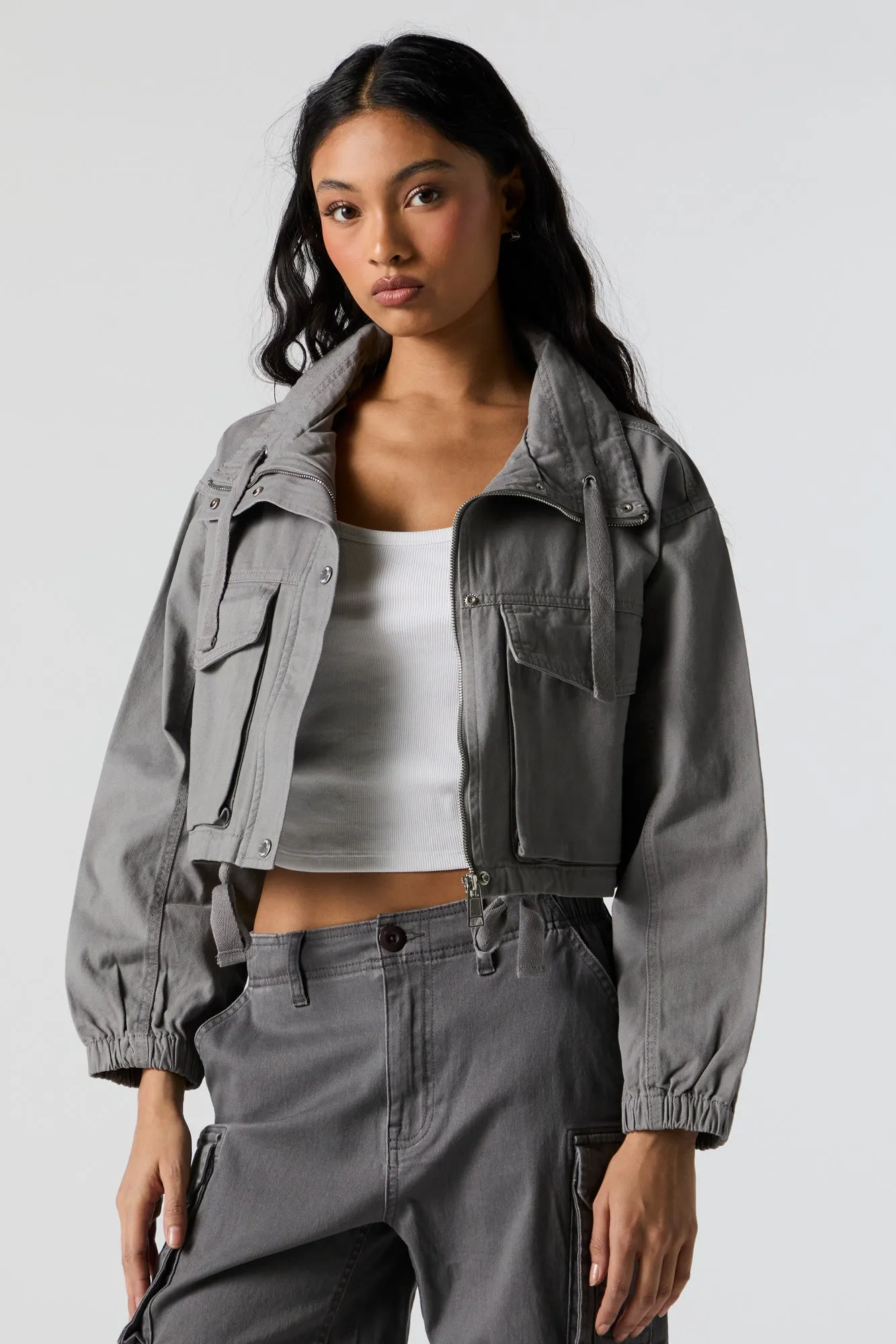 Zip-Up Cargo Jacket sold by Charlotte Russe product image thumbnail 5
