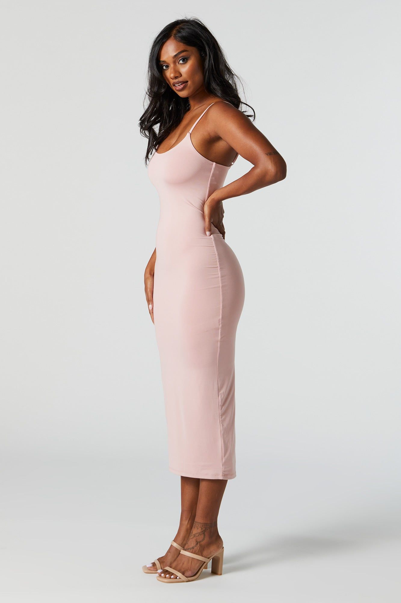 Pink Contour Sleeveless Bodycon Midi Dress sold by Charlotte Russe product image thumbnail 3