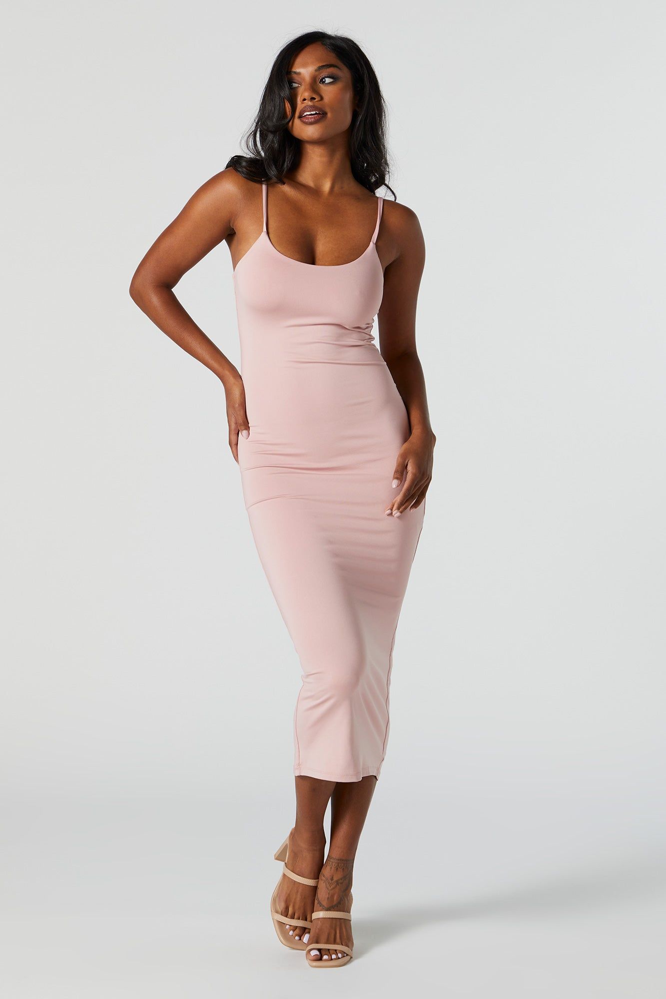 Pink Contour Sleeveless Bodycon Midi Dress sold by Charlotte Russe product image thumbnail 5