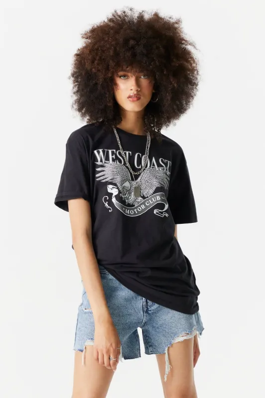 West Coast Motor Club Graphic Oversized T-Shirt sold by Charlotte Russe