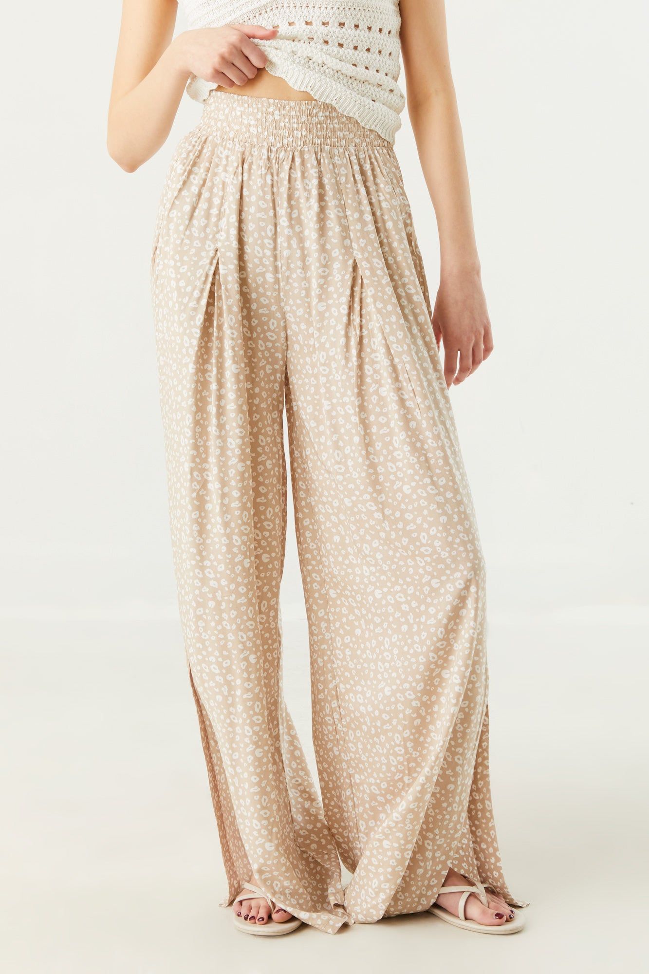 Beige Floral Print Palazzo Pant sold by Charlotte Russe product image thumbnail 2