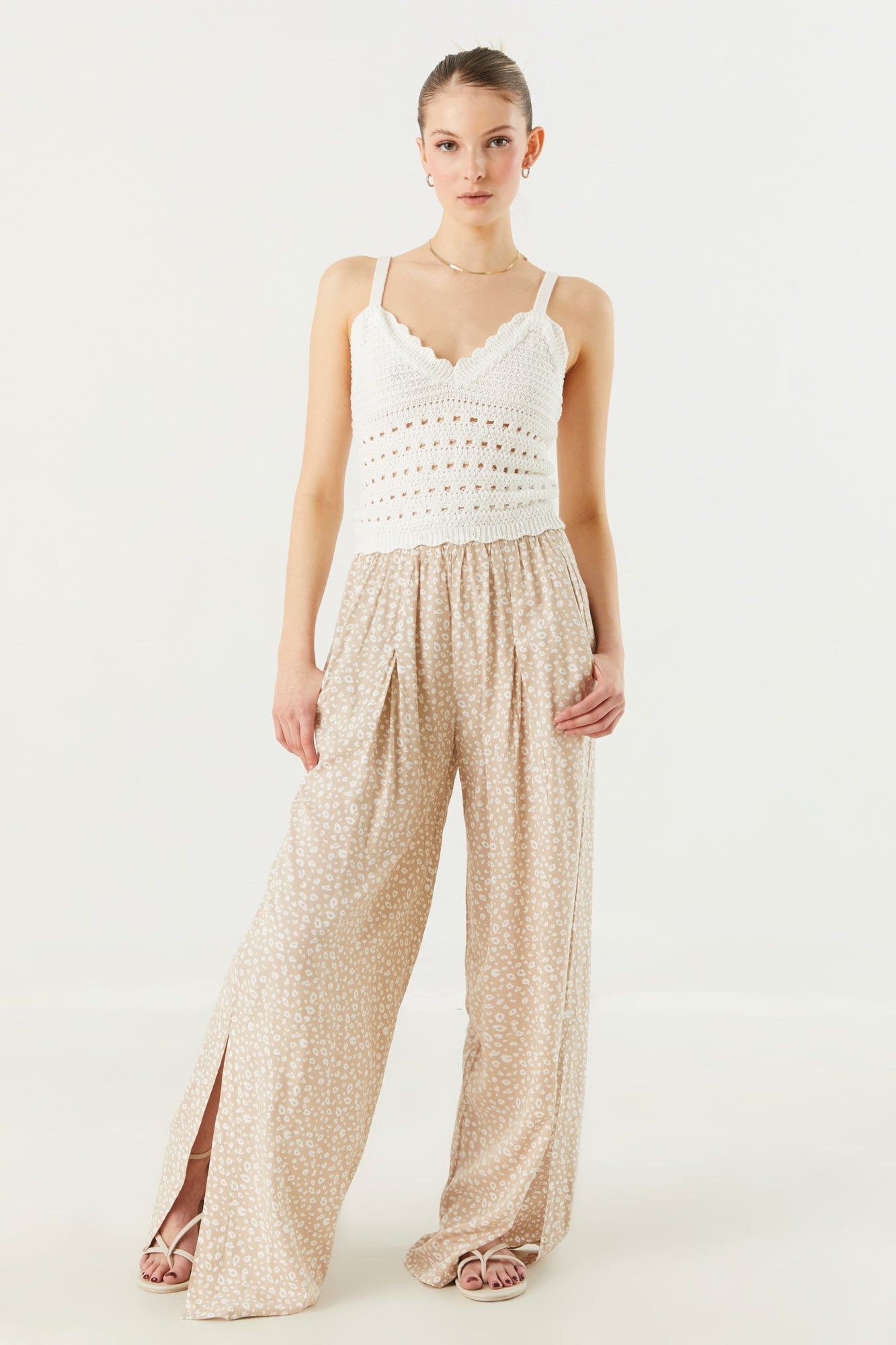 Beige Floral Print Palazzo Pant sold by Charlotte Russe