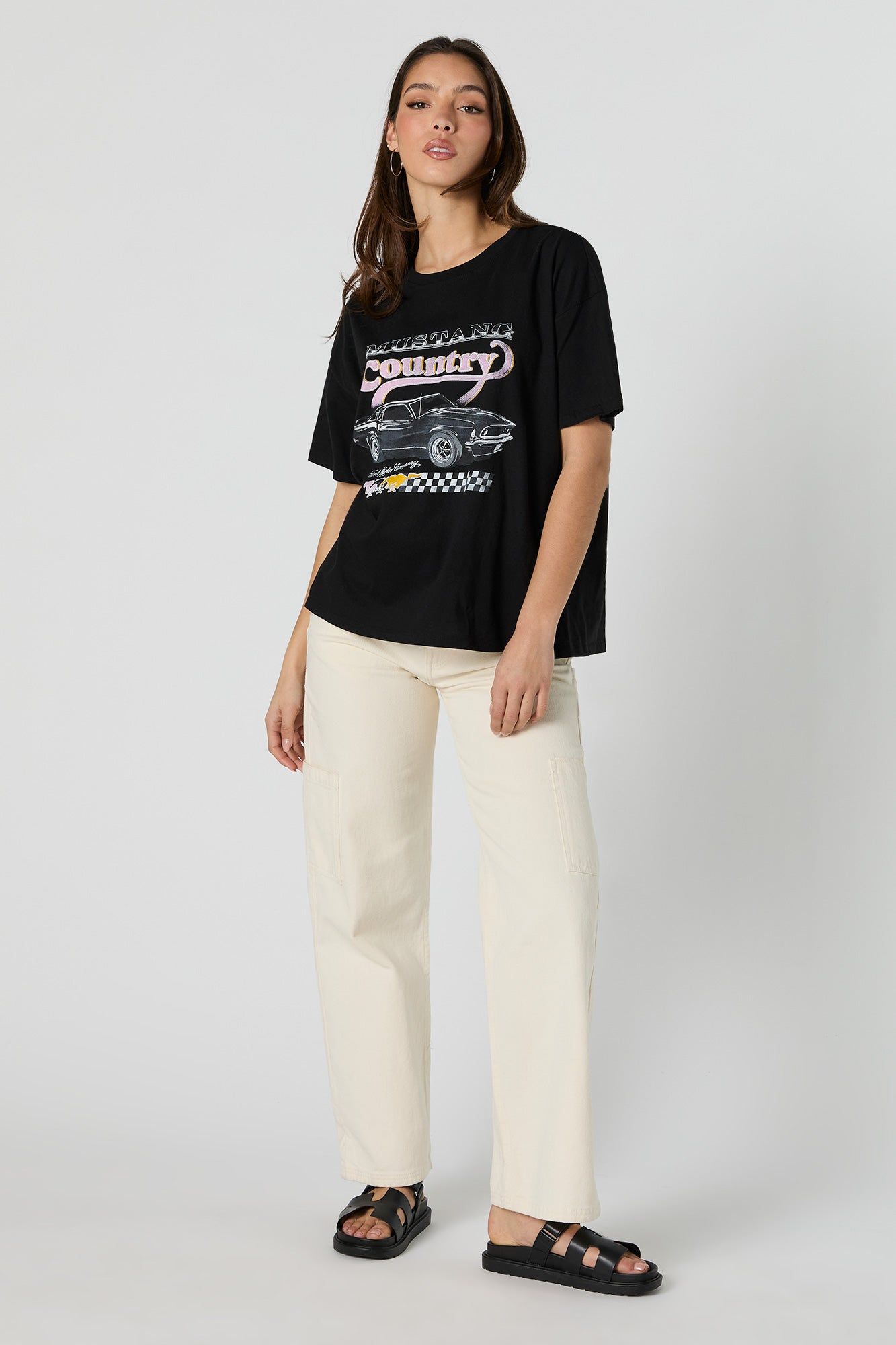 Mustang Country Graphic Boyfriend T-Shirt sold by Charlotte Russe product image thumbnail 3