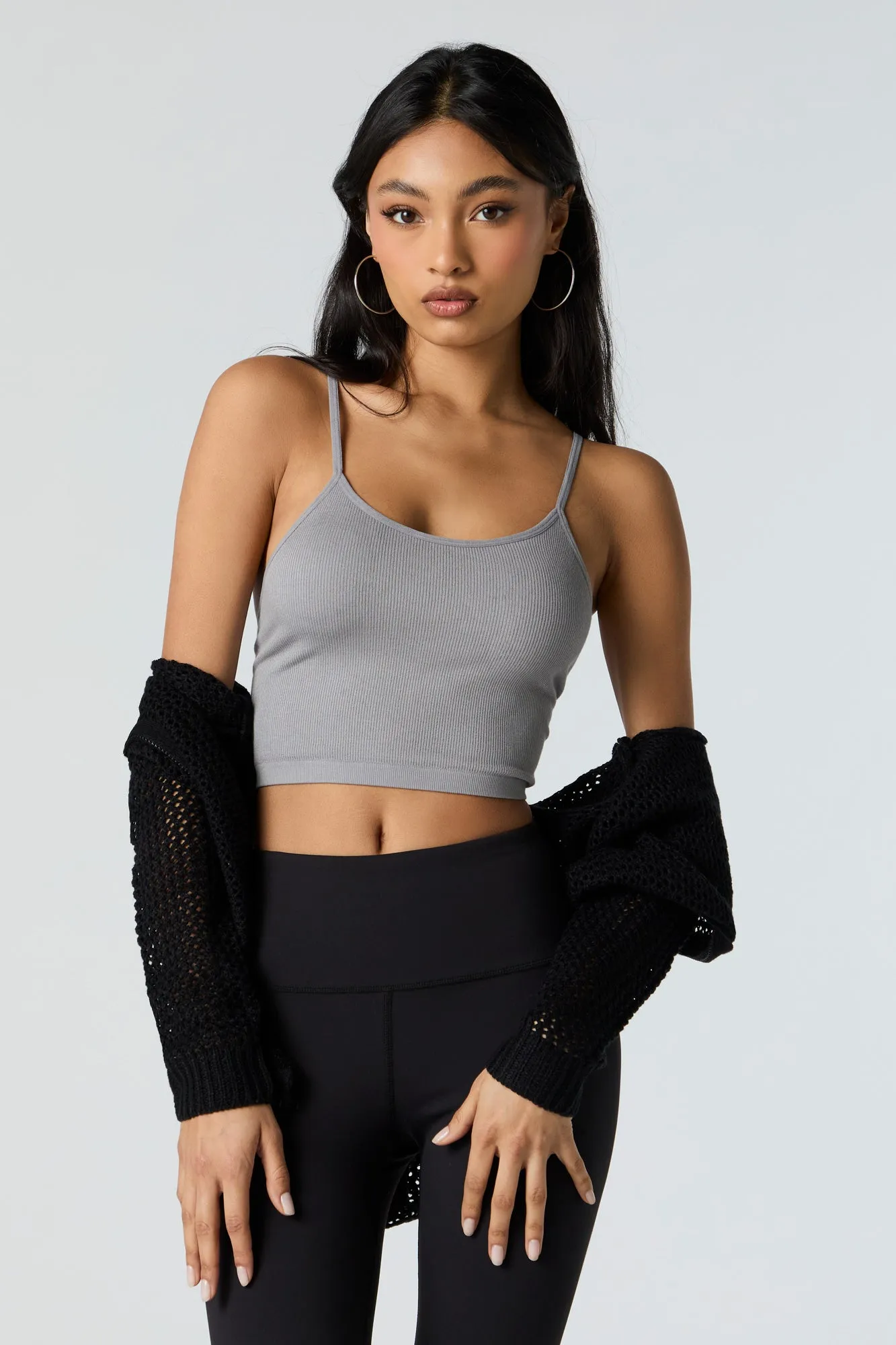 Seamless Ribbed Scoop Neck Cropped Cami sold by Charlotte Russe