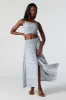 Blue and White Print Smocked Cropped Tank sold by Charlotte Russe