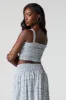 Blue and White Print Smocked Cropped Tank sold by Charlotte Russe