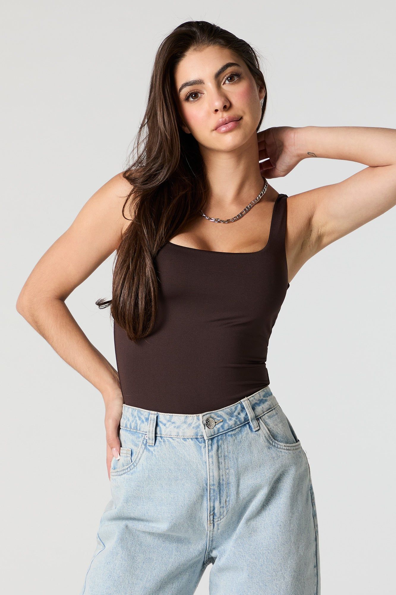 Contour Square Neck Tank Bodysuit sold by Charlotte Russe