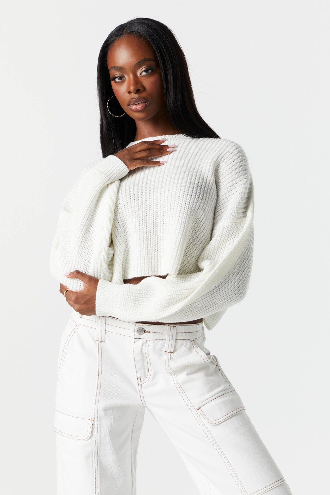 Boxy Cropped Knit Sweater sold by Charlotte Russe product image thumbnail 4