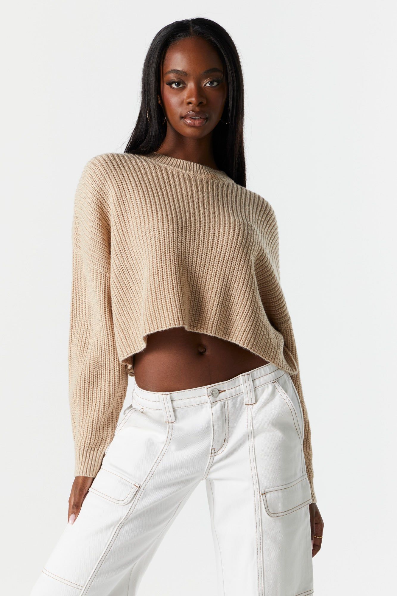 Boxy Cropped Knit Sweater sold by Charlotte Russe