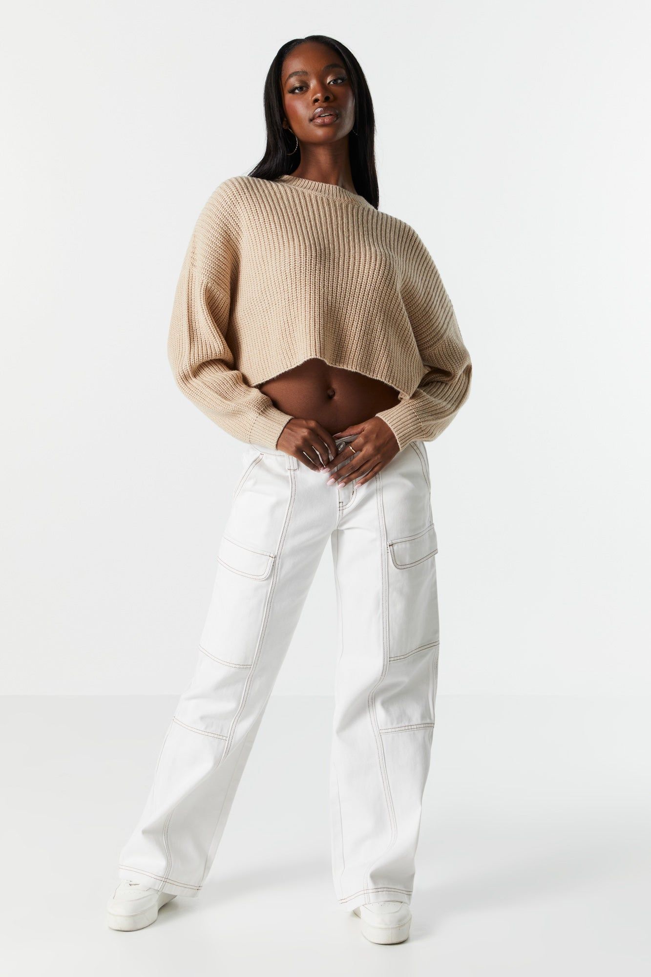 Boxy Cropped Knit Sweater sold by Charlotte Russe product image thumbnail 3