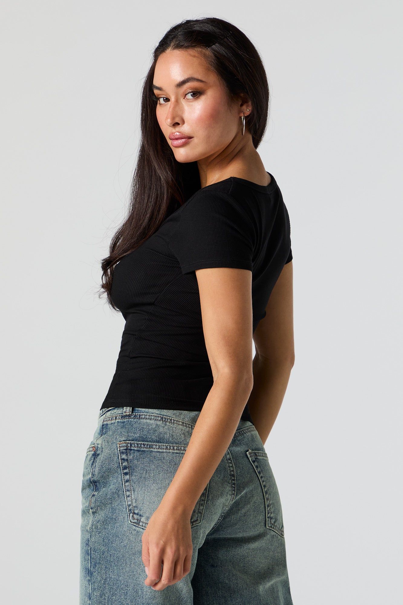 Ribbed Scoop Neck T-Shirt sold by Charlotte Russe product image thumbnail 5