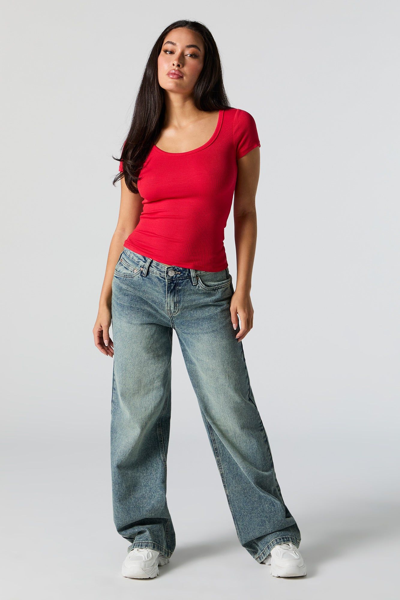 Ribbed Scoop Neck T-Shirt sold by Charlotte Russe product image thumbnail 2