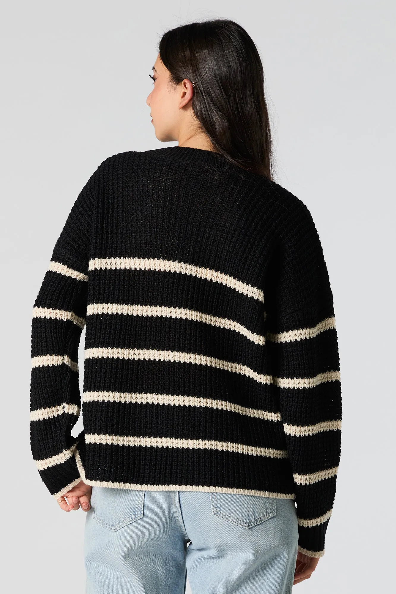 Striped Waffle Knit Sweater sold by Charlotte Russe product image thumbnail 2