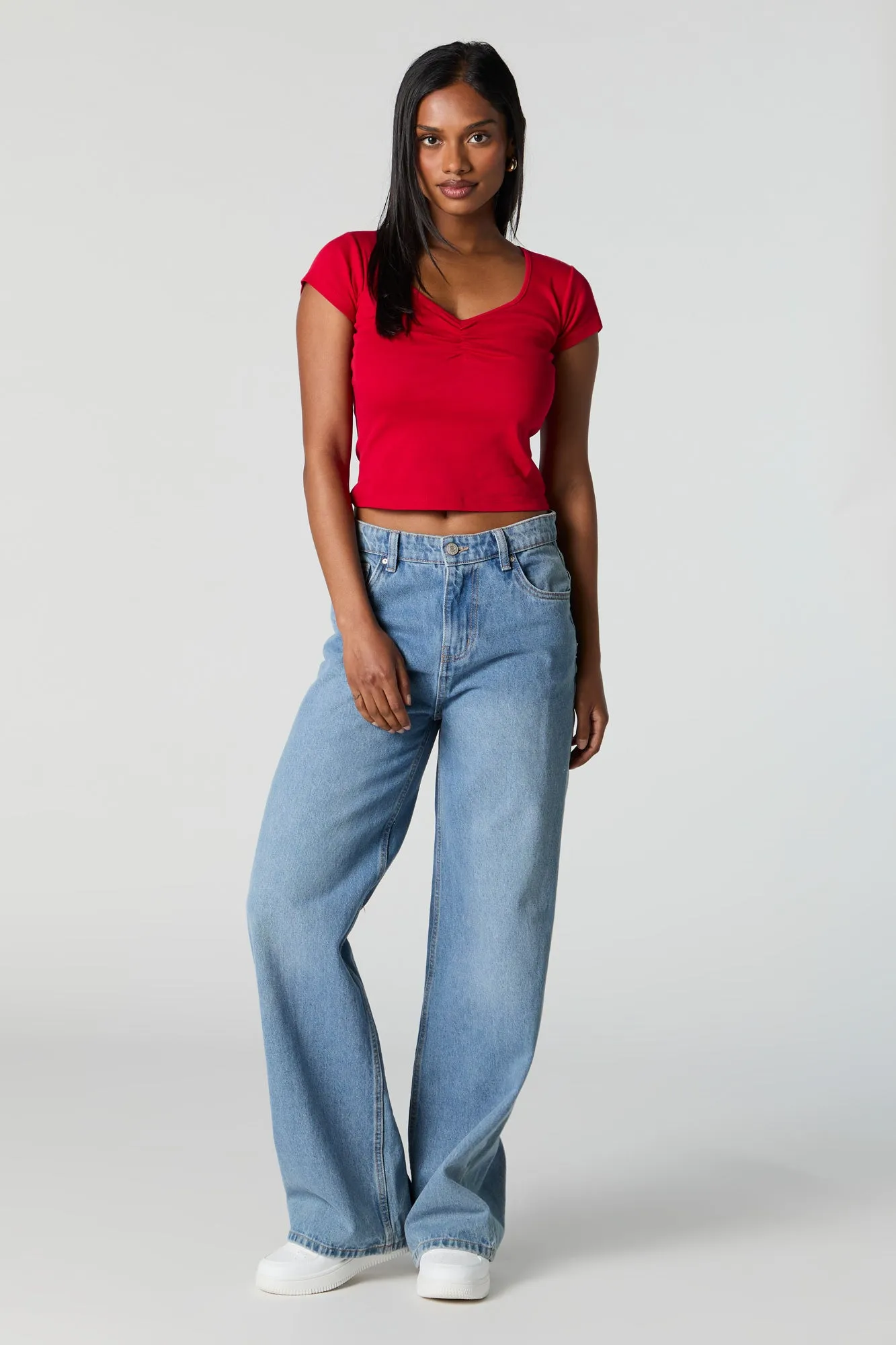 Ribbed Cinched Sweetheart T-Shirt sold by Charlotte Russe product image thumbnail 3