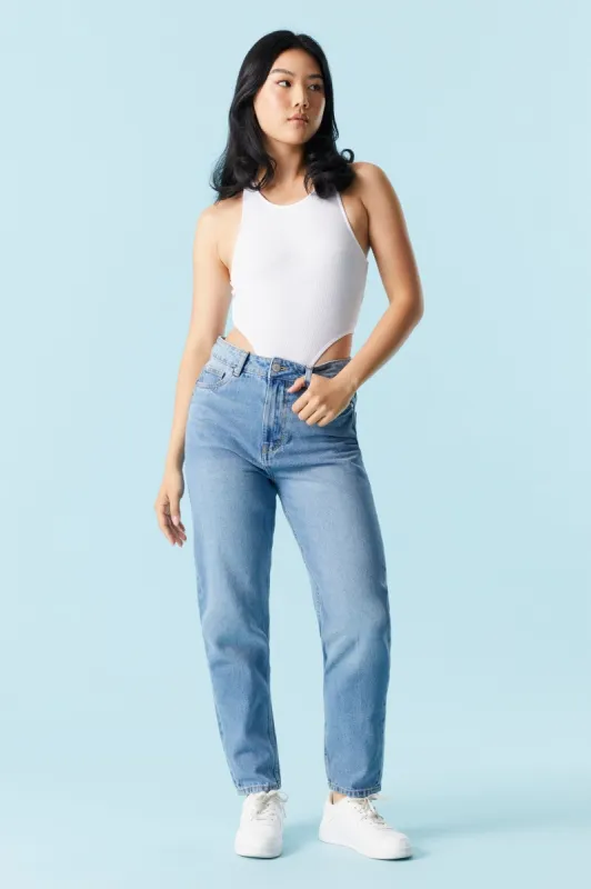 Refuge Medium Wash Mom Jean sold by Charlotte Russe