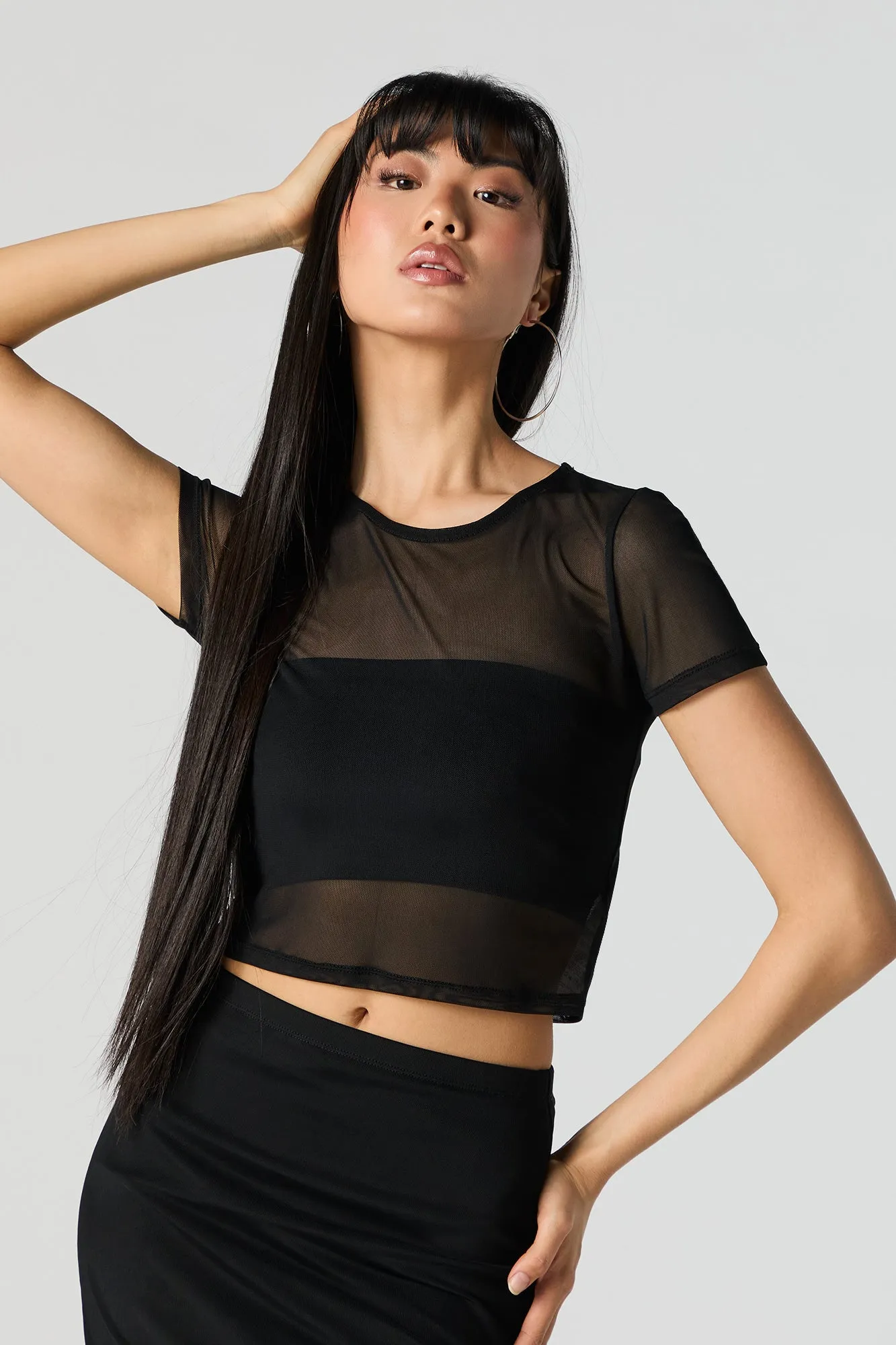 Mesh Cropped T-Shirt sold by Charlotte Russe