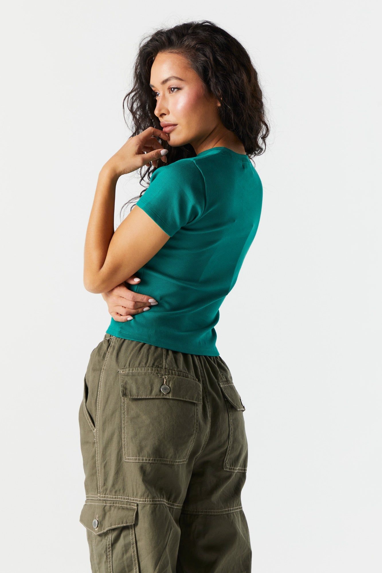 Ribbed Crew T-Shirt sold by Charlotte Russe product image thumbnail 2