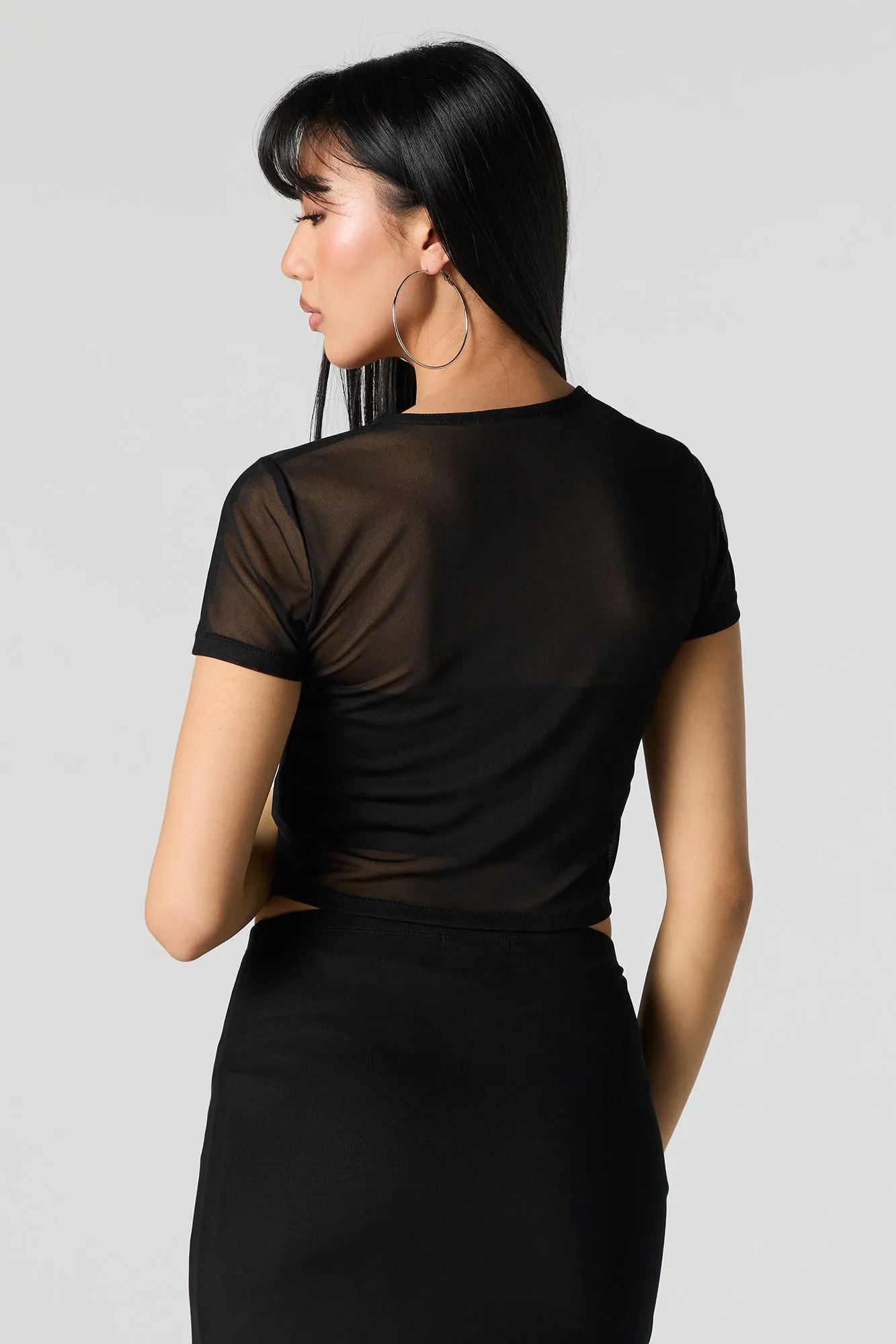 Mesh Cropped T-Shirt sold by Charlotte Russe product image thumbnail 2