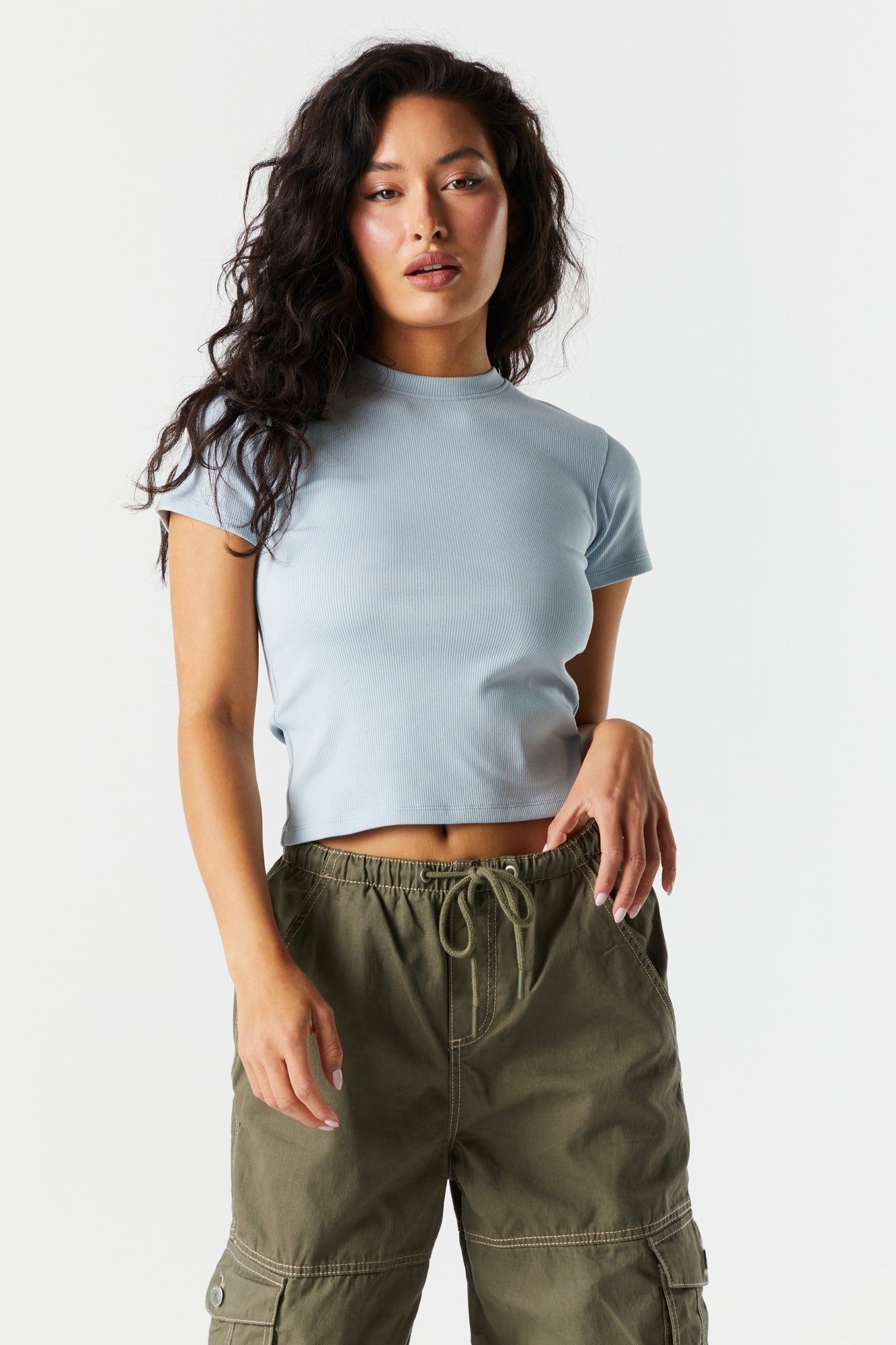 Ribbed Crew T-Shirt sold by Charlotte Russe product image thumbnail 4