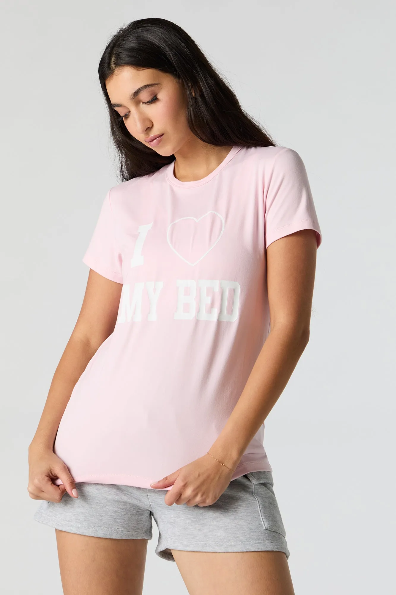 Love My Bed Graphic Pajama T-Shirt sold by Charlotte Russe