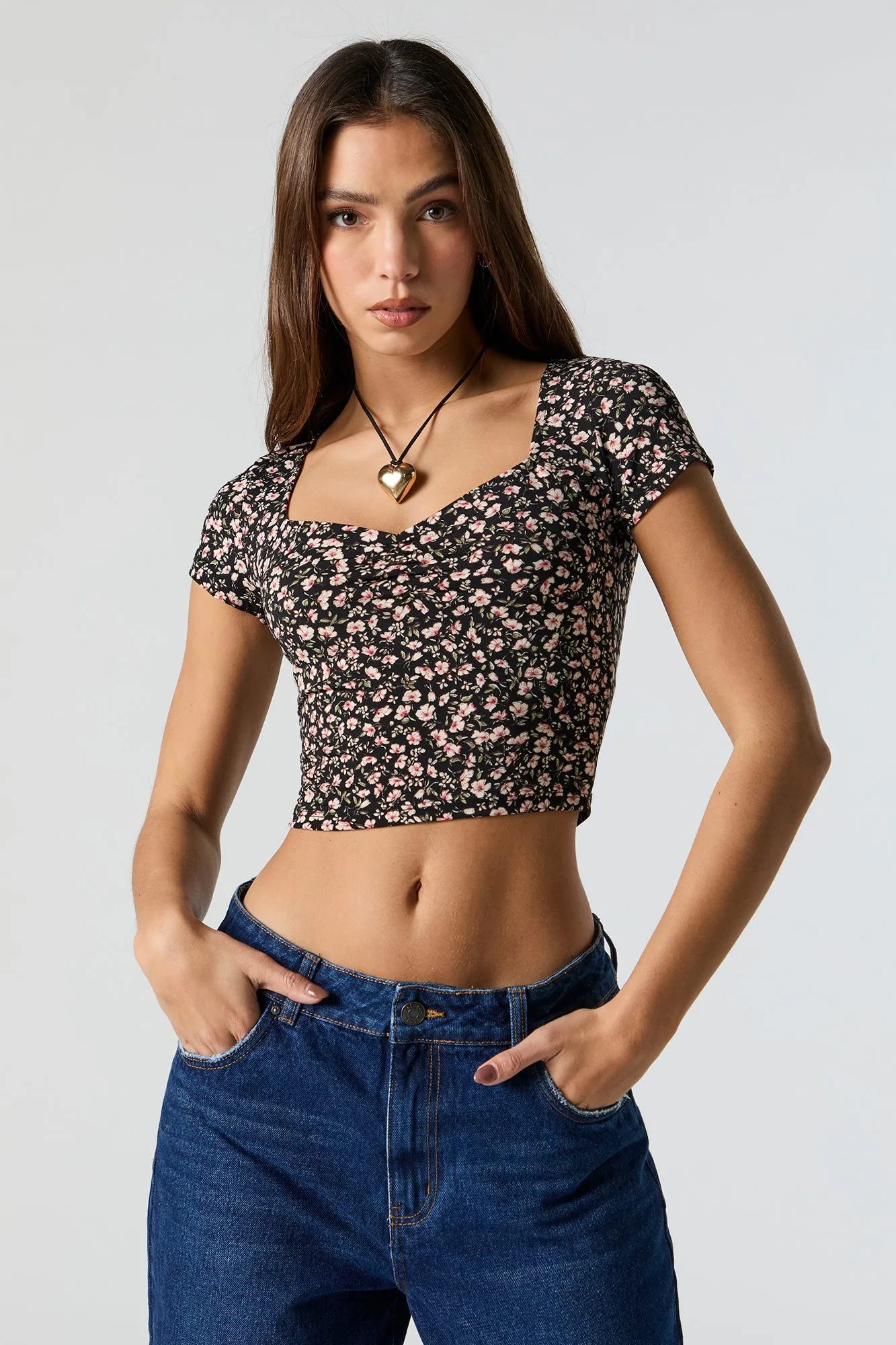 Floral Sweetheart Crop Top sold by Charlotte Russe product image thumbnail 4