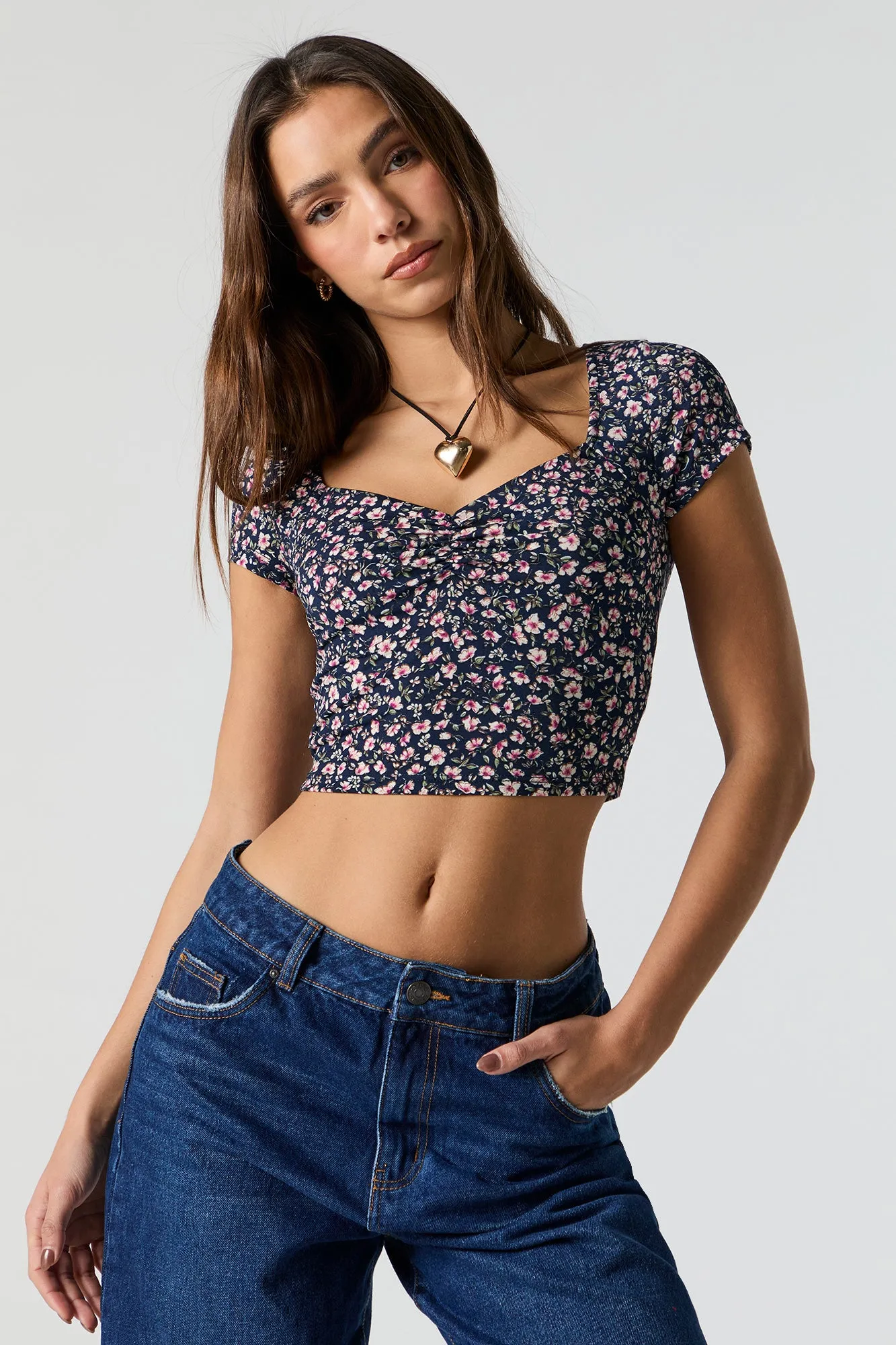 Floral Sweetheart Crop Top sold by Charlotte Russe product image thumbnail 5