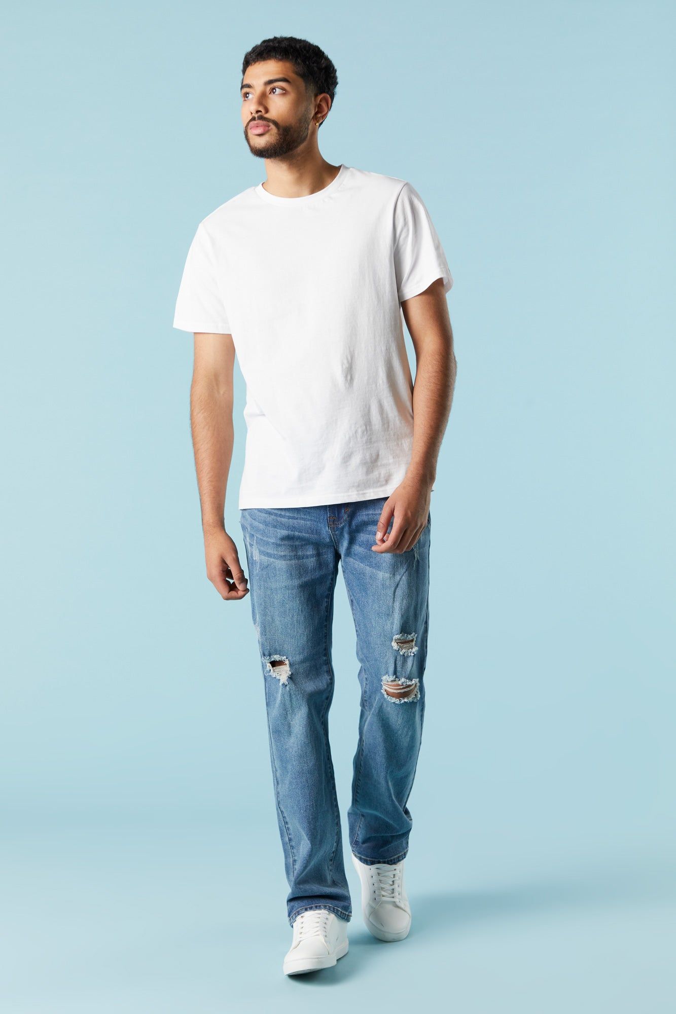 Medium Wash Distressed Regular Jean sold by Charlotte Russe product image thumbnail 2