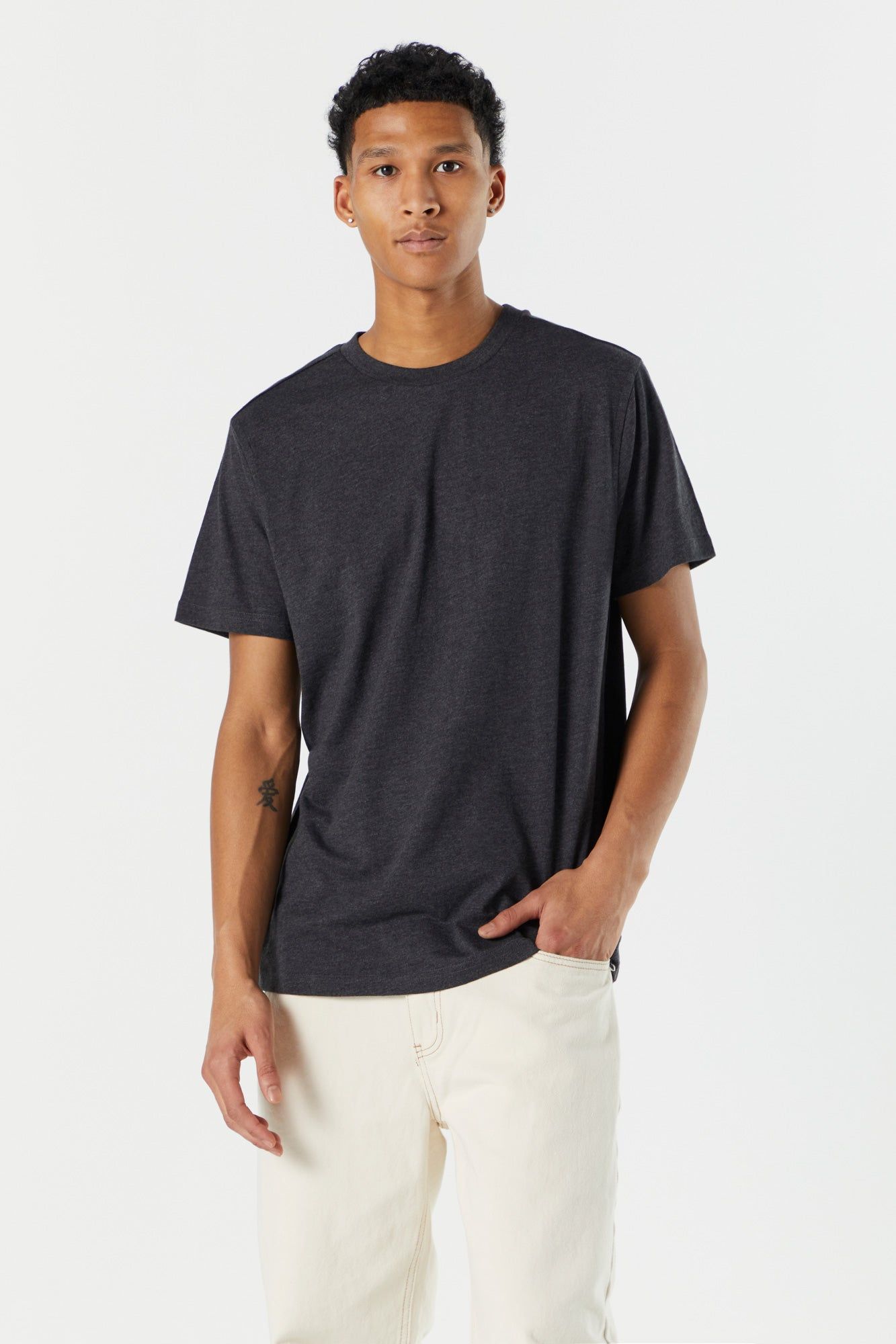 Basic Washed Crewneck T-Shirt sold by Charlotte Russe