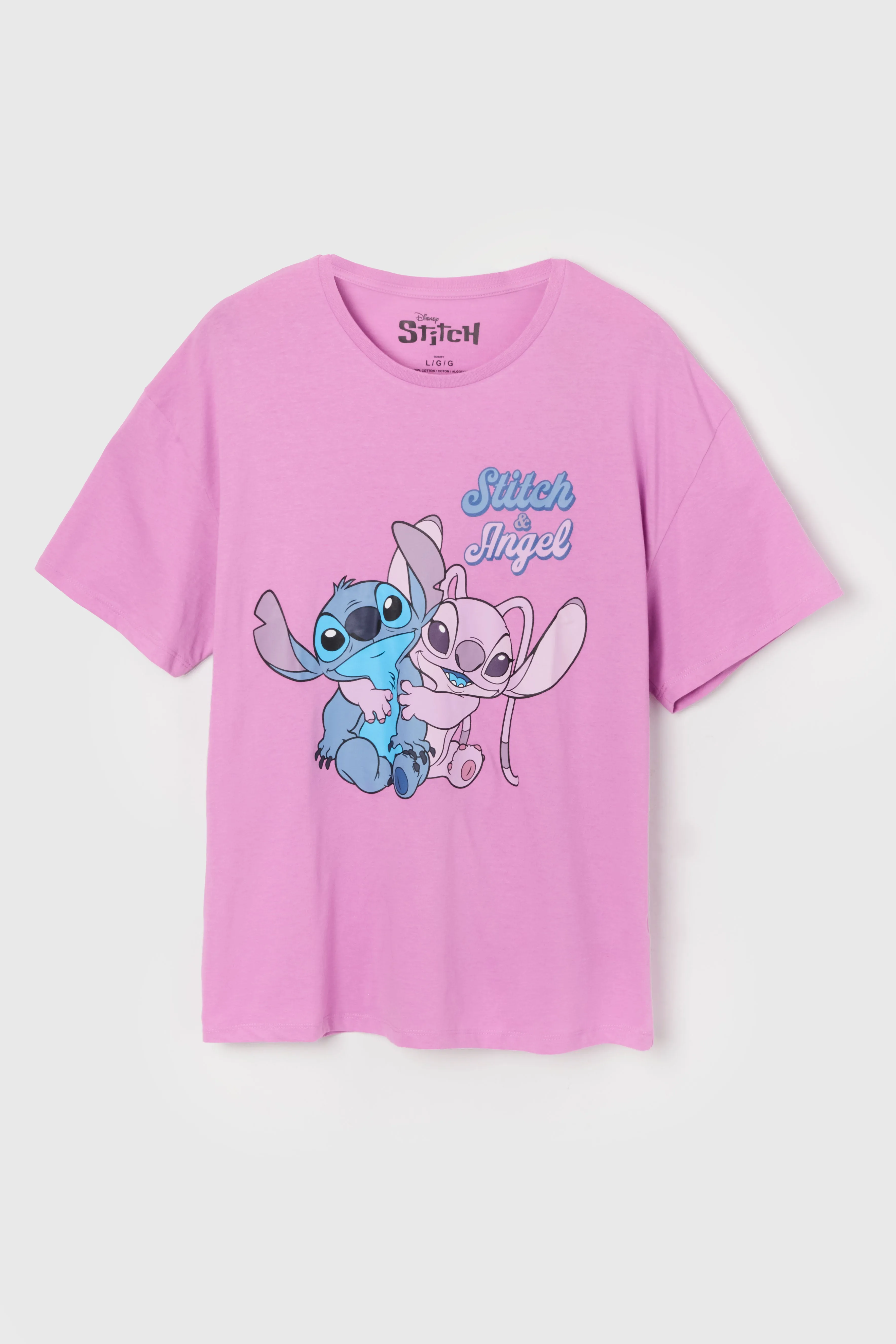 Stitch and Angel Graphic Pink Boyfriend T-Shirt sold by Charlotte Russe product image thumbnail 4