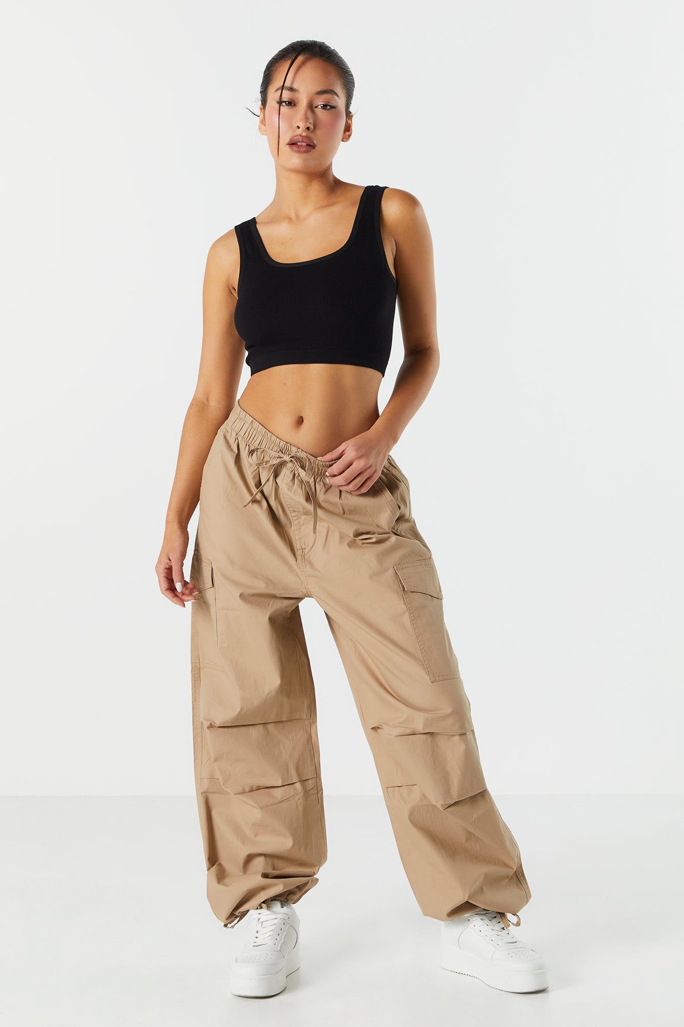 Drawstring Cargo Parachute Pant sold by Charlotte Russe