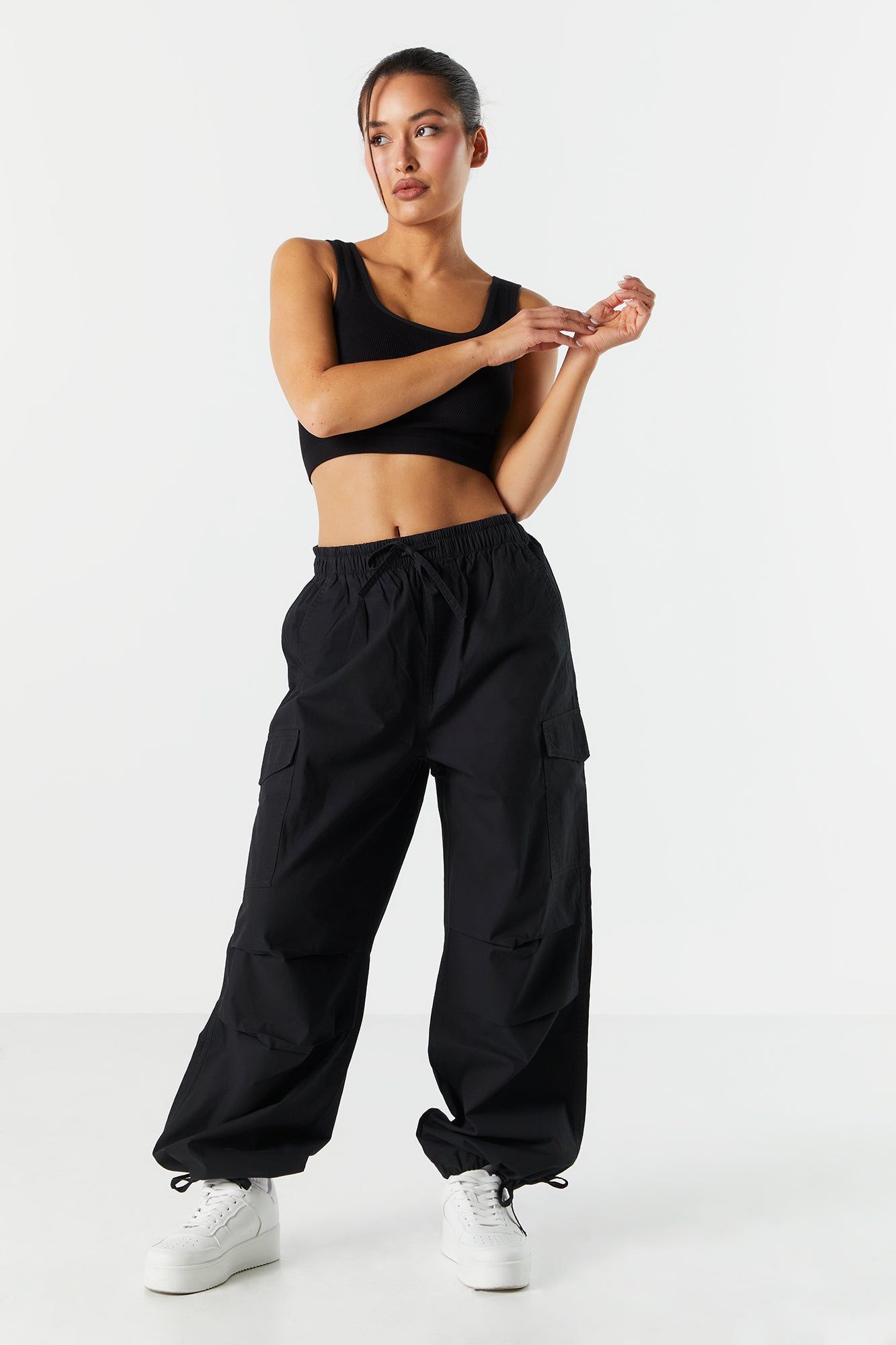 Drawstring Cargo Parachute Pant sold by Charlotte Russe product image thumbnail 4